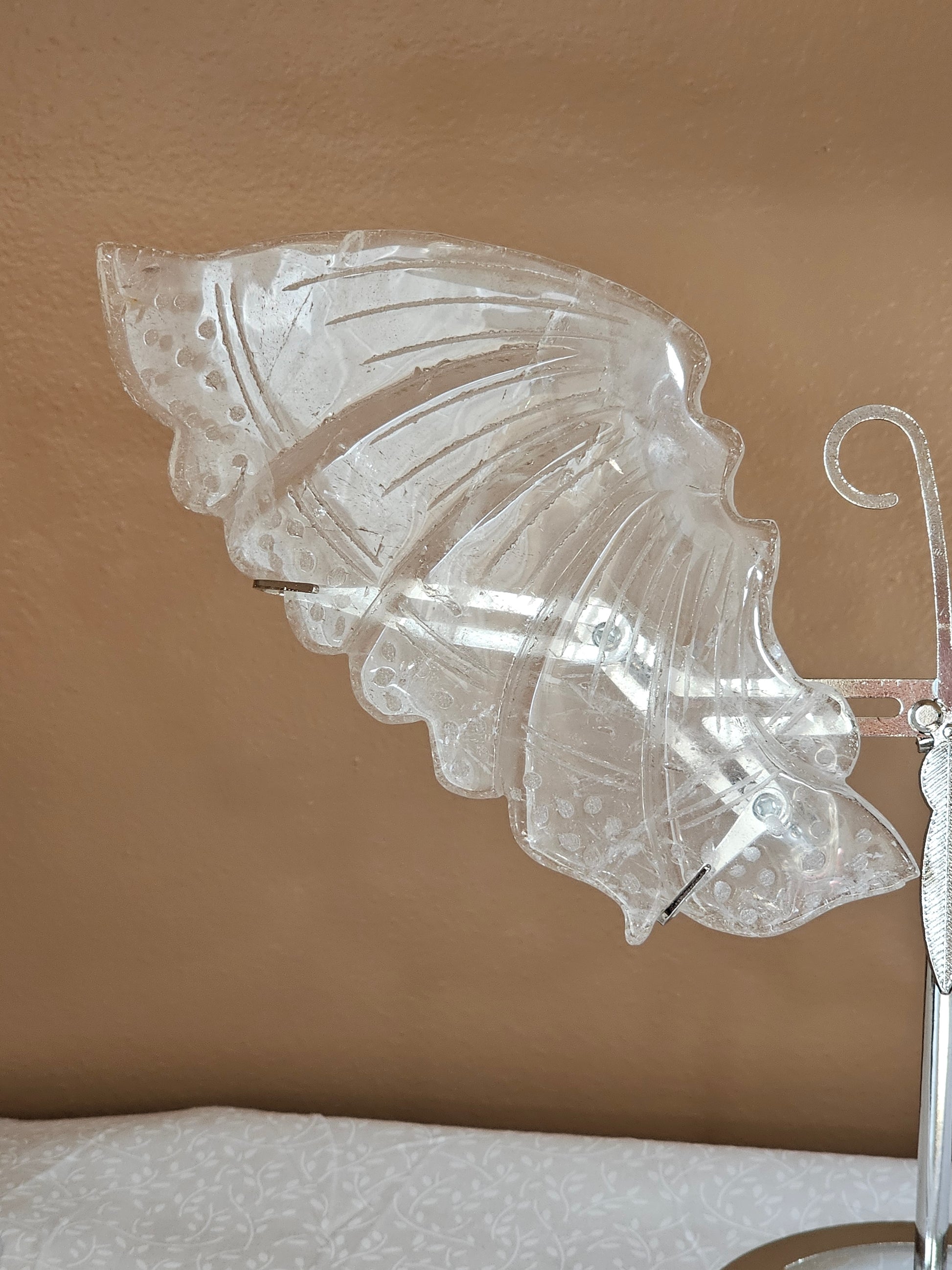 Clear Quartz Crystal Butterfly Wings with Stand