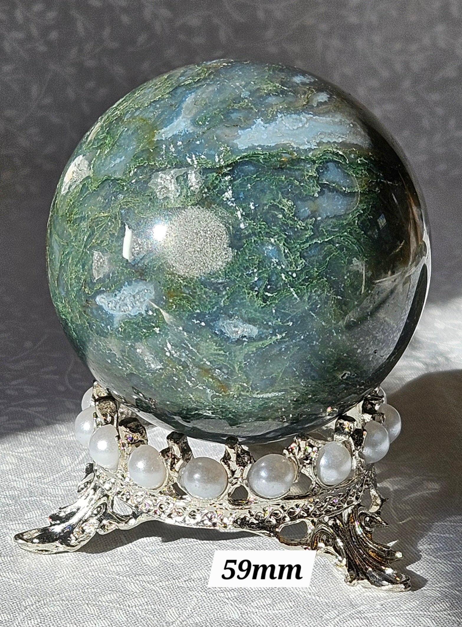 Moss Agate Crystal Sphere