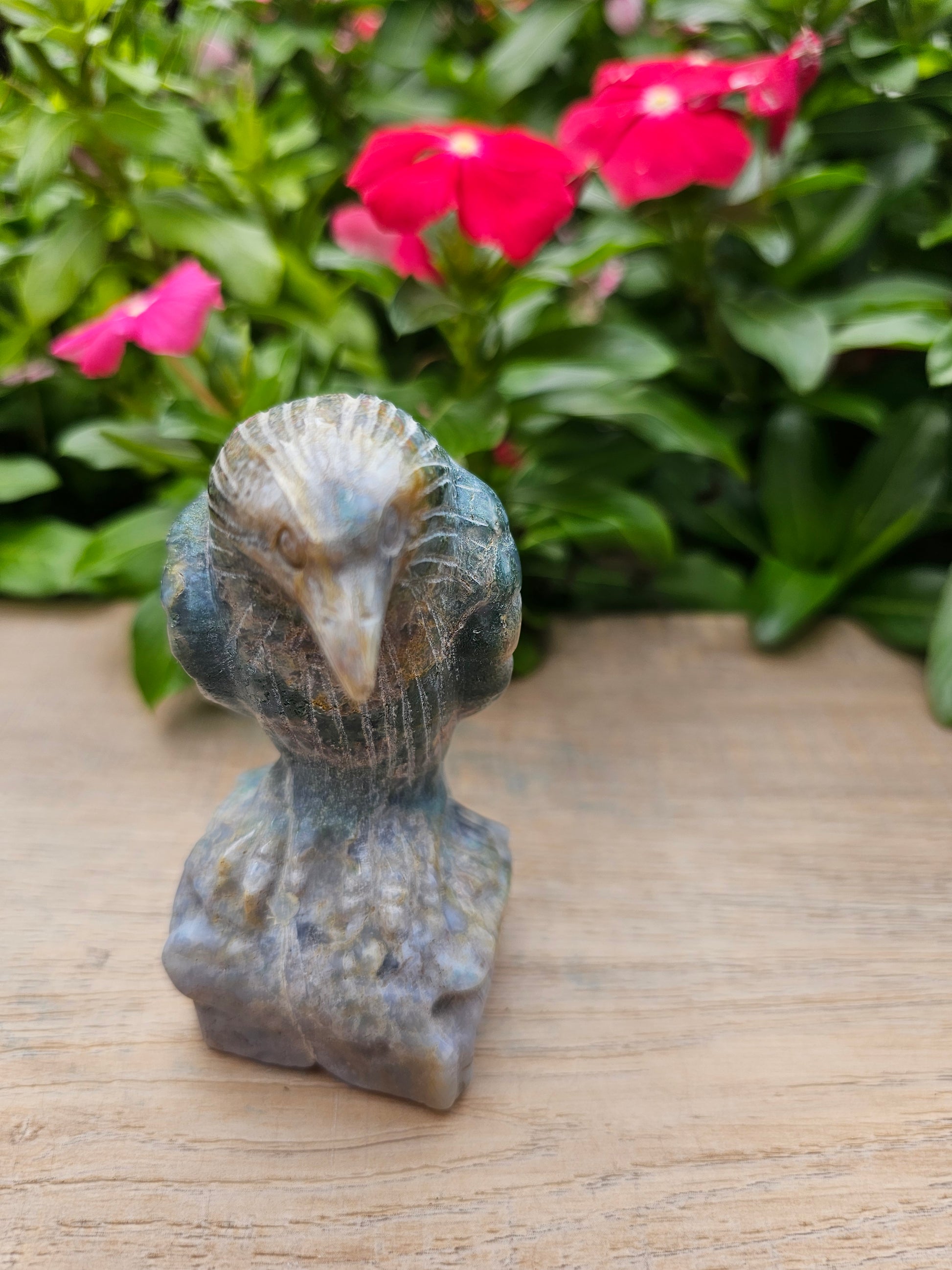 Ocean Jasper Crystal Eagle - Hand-Carved Healing Stone Figurine