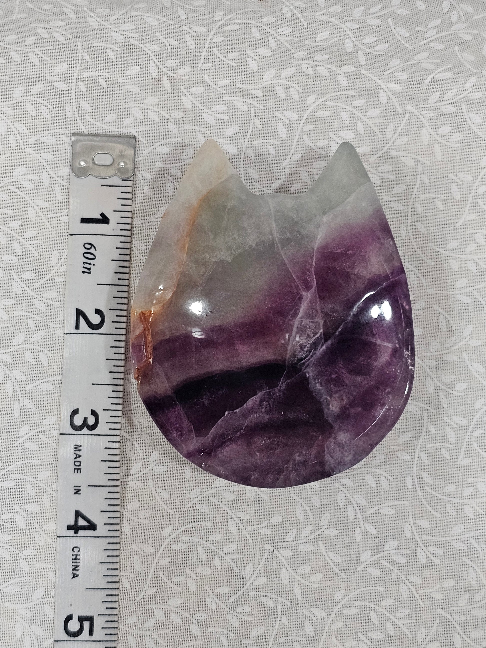 Rainbow Fluorite Crystal Cat Bowl