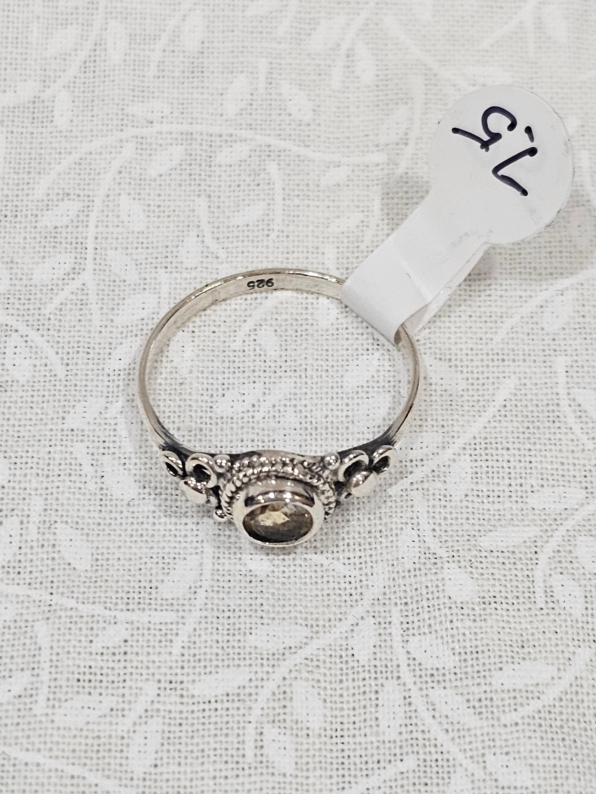 Sterling Silver Prosperity Citrine Ring Abundance Stone - Size 7.5