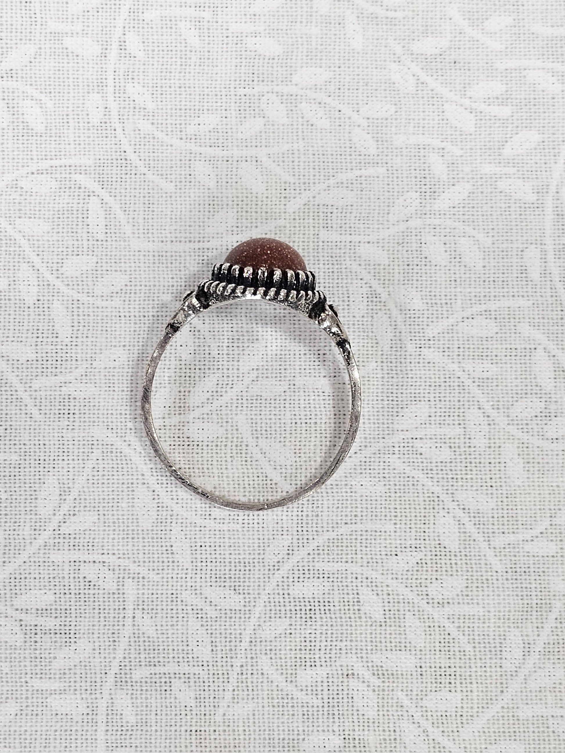 Sterling Silver Sandstone Gemstone Ring - Size 8.5