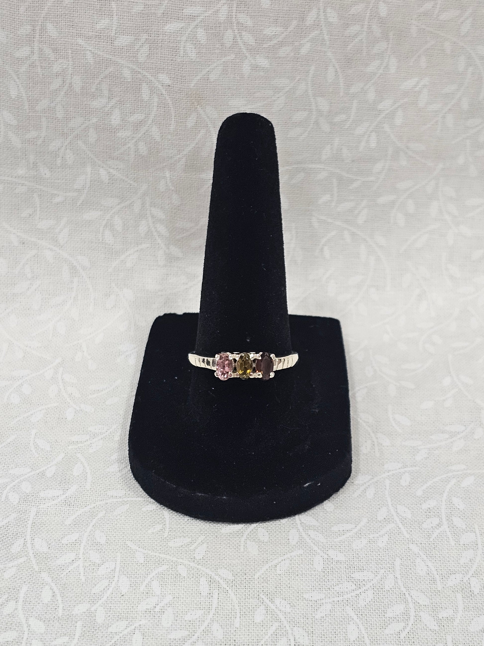 Sterling Silver Tourmaline Gemstone Ring - Size 8