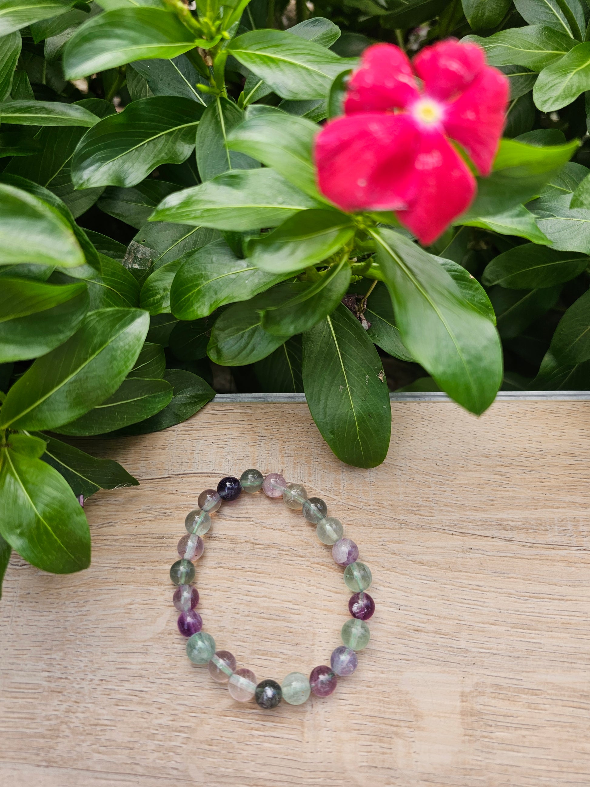Rainbow Fluorite Crystal Bracelet - 8mm