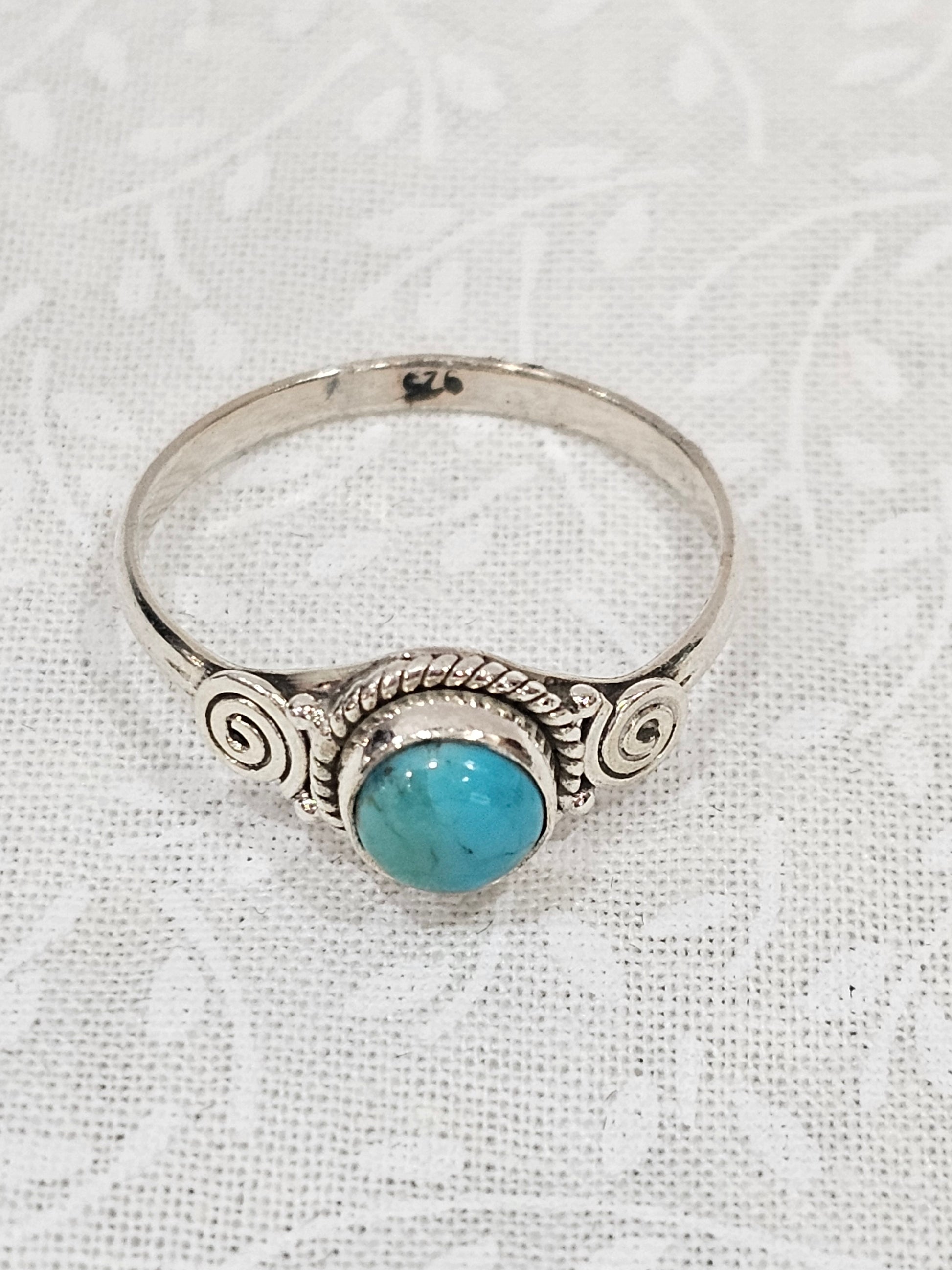 Sterling Silver Amazonite Gemstone Ring - Size 8