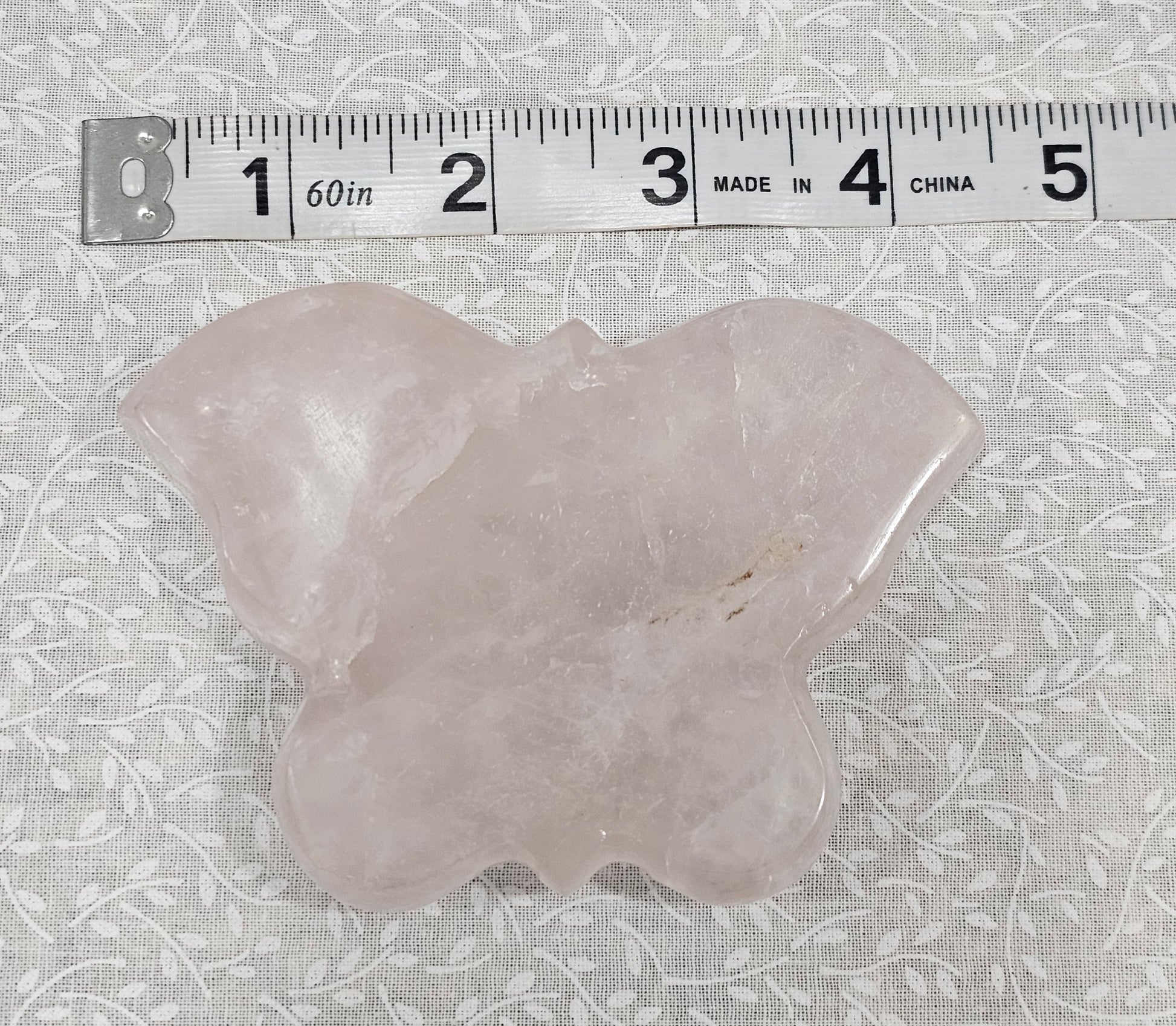 Pink Quartz Crystal Butterfly 4.5 Inch