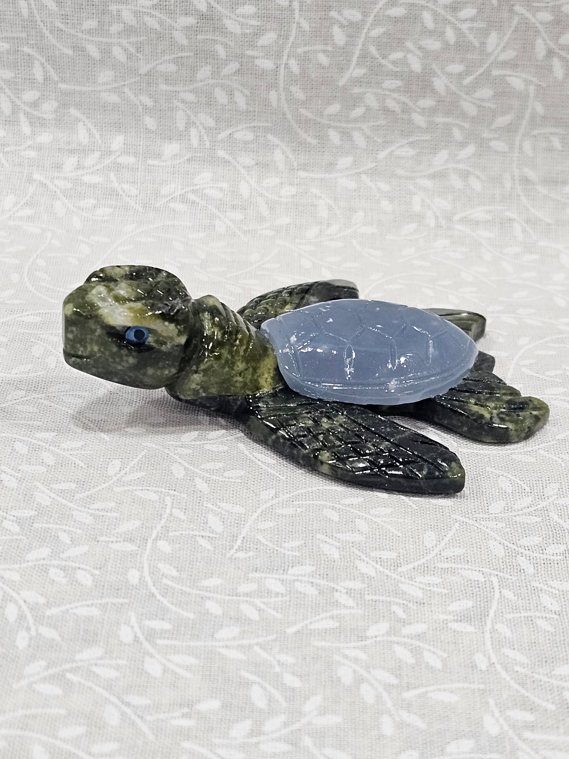 Serpentine & Angelite Crystal Turtle