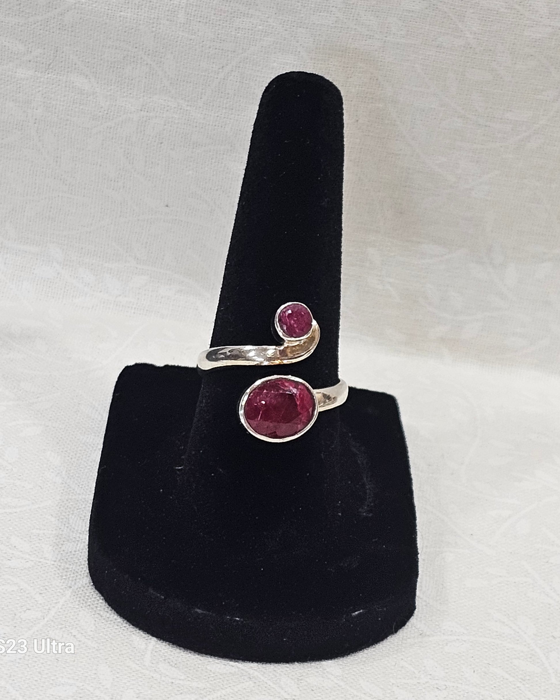 Sterling Silver Ruby Gemstone Ring - Size 7