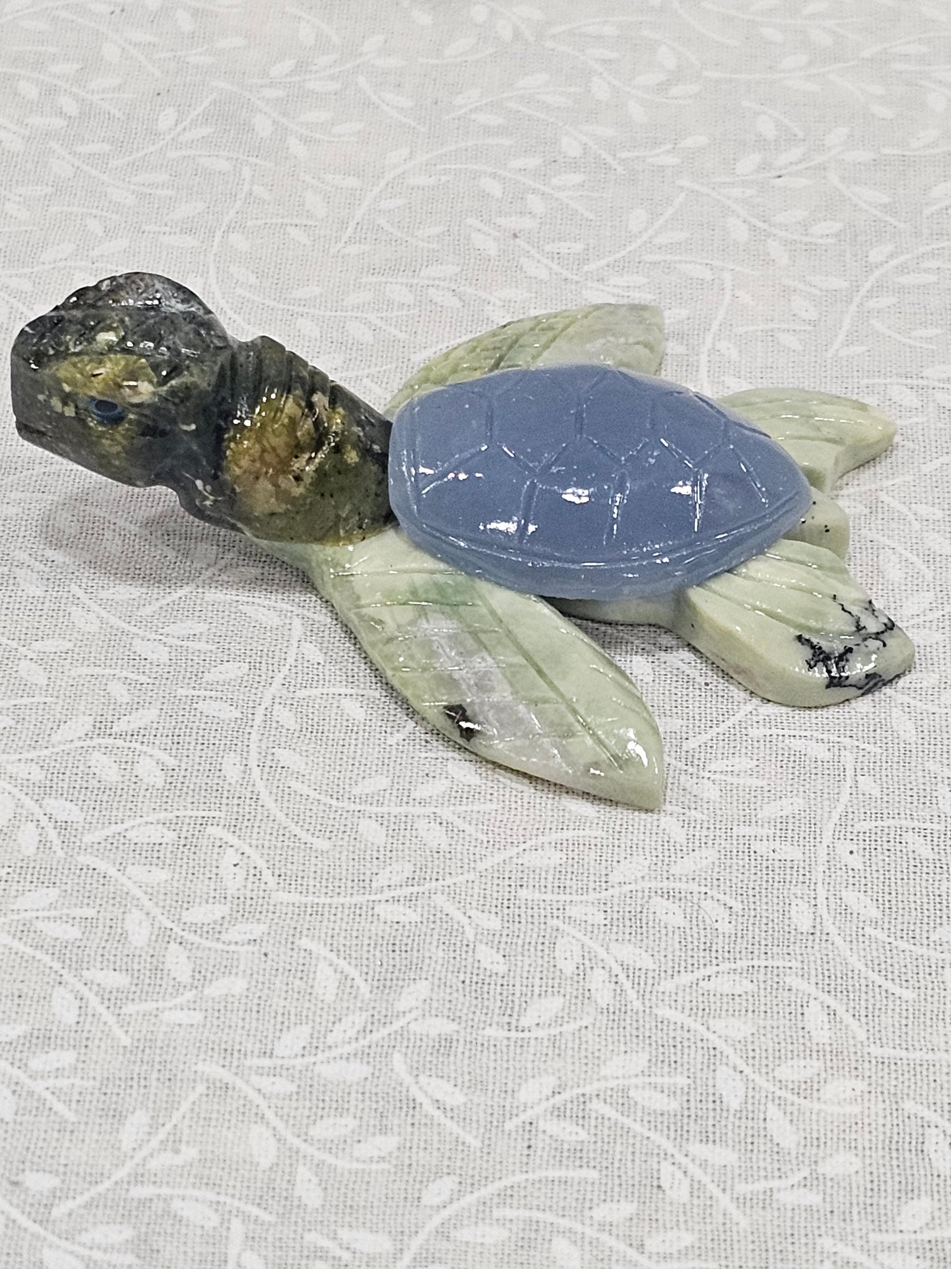 Serpentine & Angelite Crystal Turtle 3 Inch