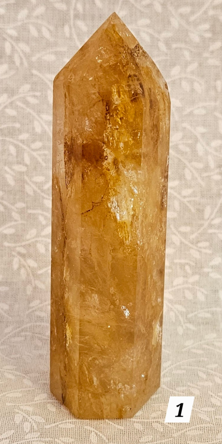 Golden Healer Crystal Tower - Natural Stone