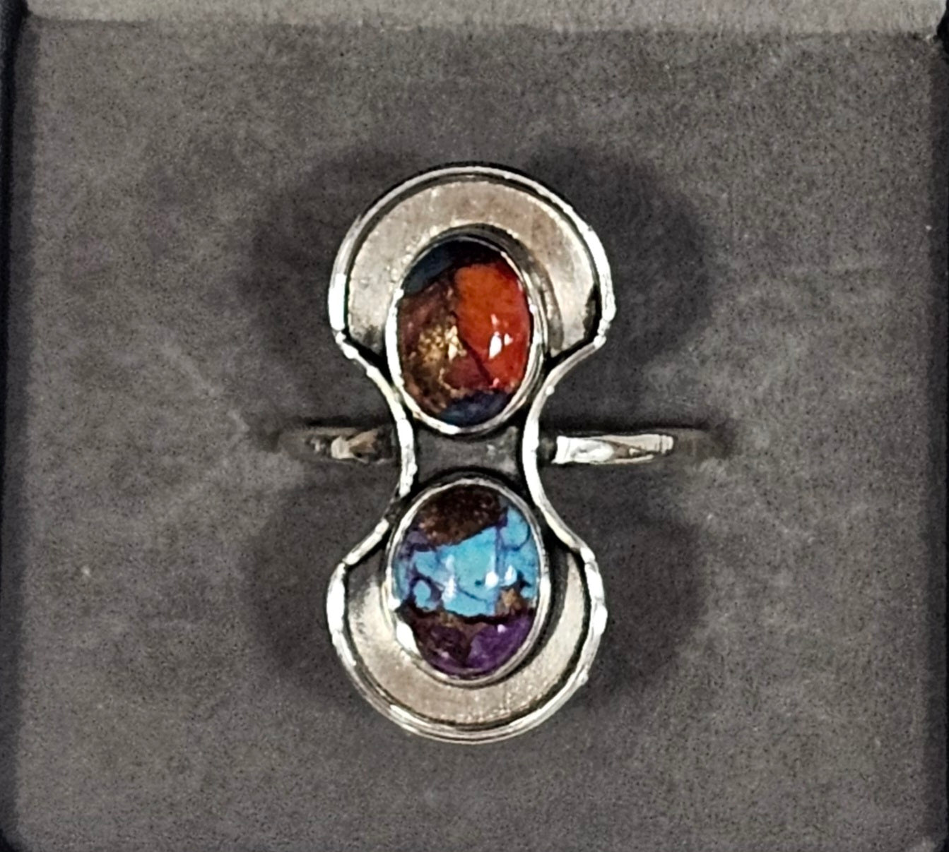 Sterling Silver Spiny Oyster Turquoise Ring - Size 8.5