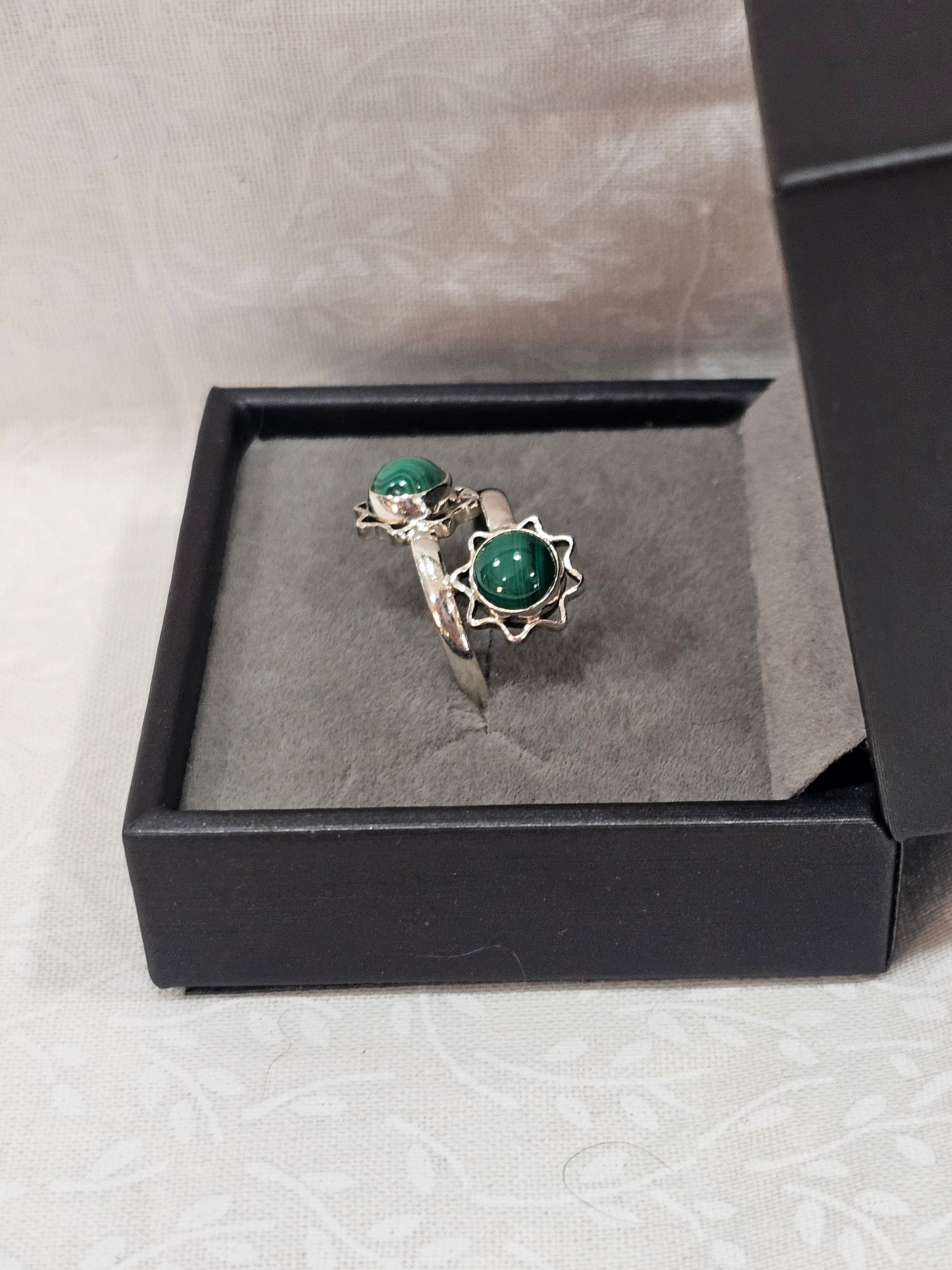 Sterling Silver Malachite Gemstone Ring 5
