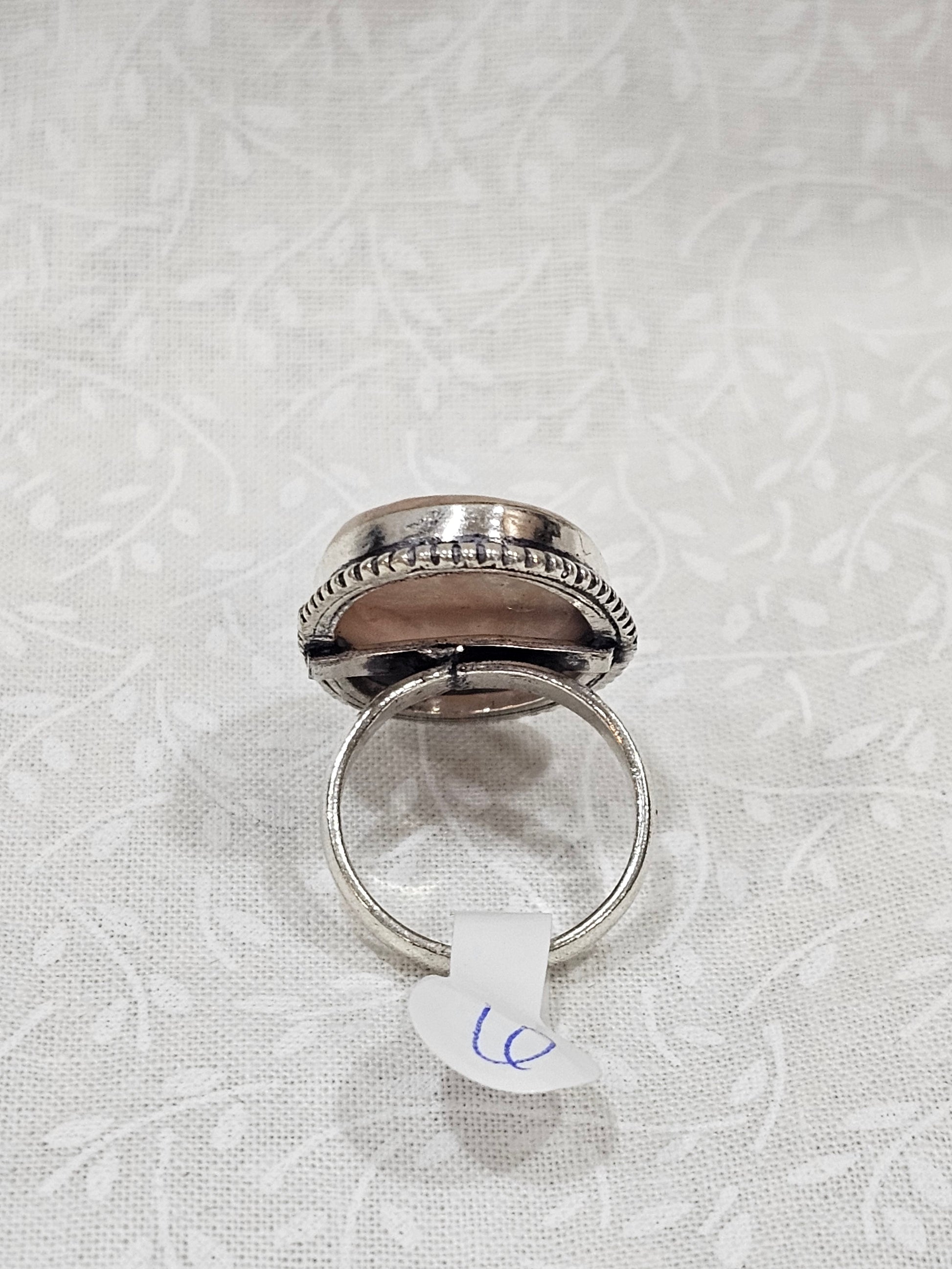 Sterling Silver Pink Quartz Gemstone Ring - Size 6