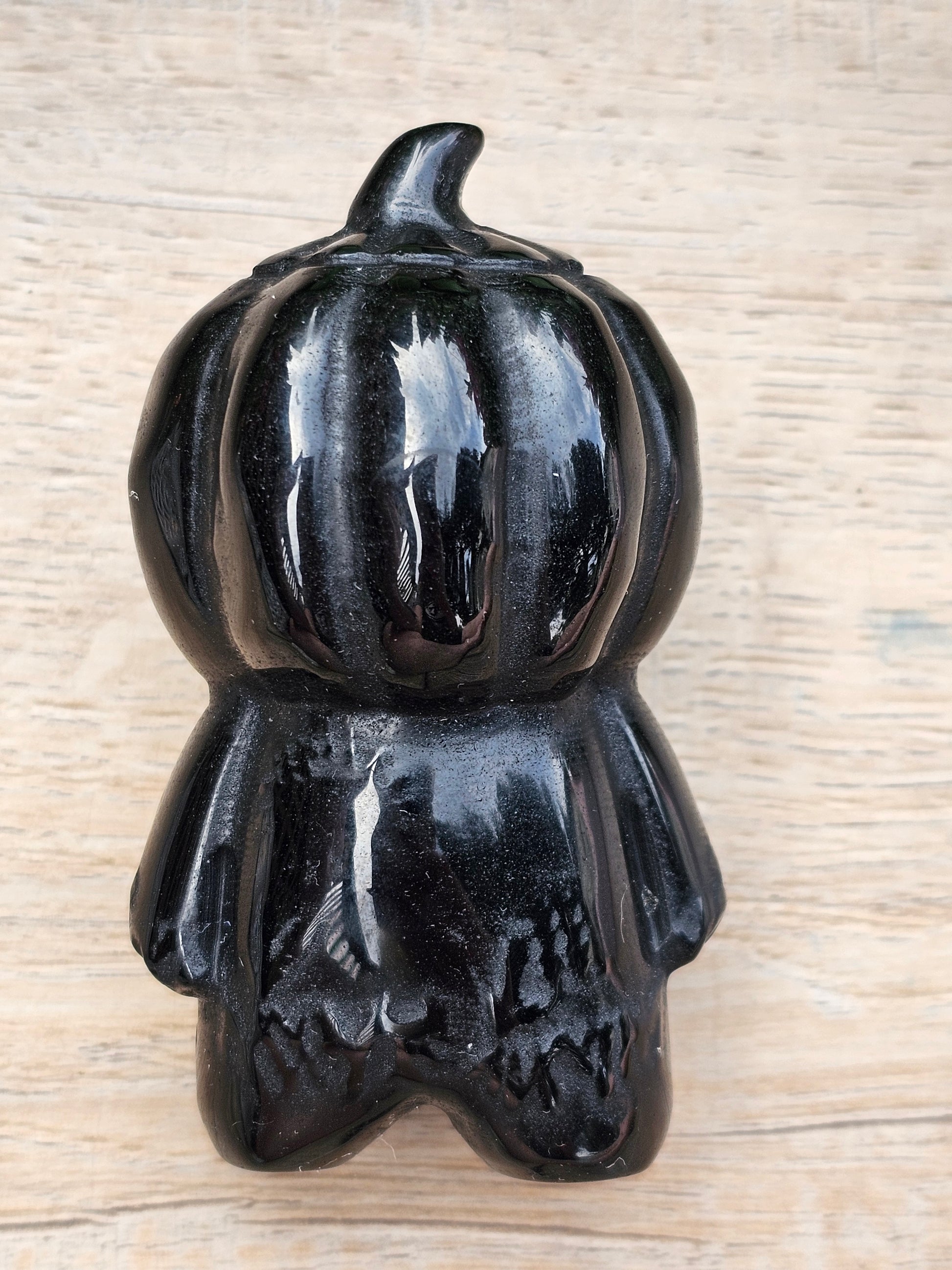 Black Obsidian Crystal Jack O'Lantern - Halloween Spiritual Decor