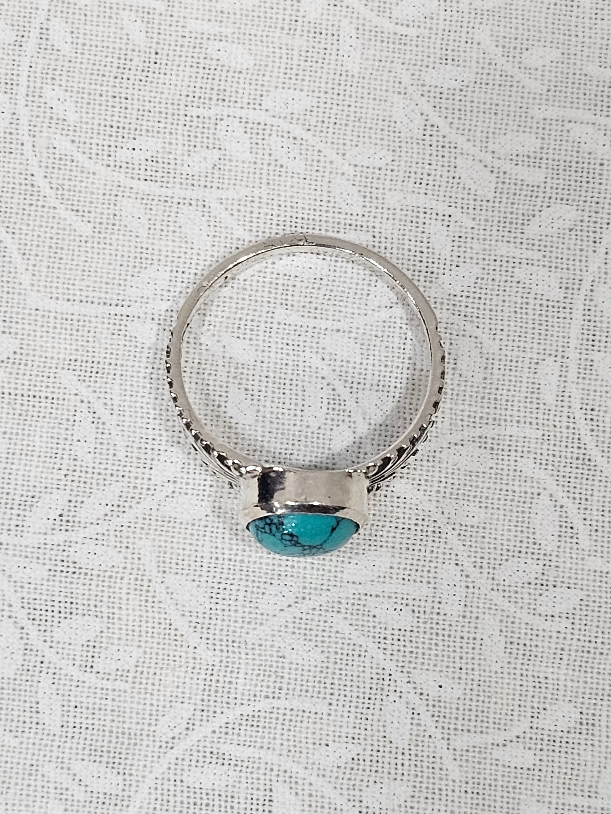 Sterling Silver Turquoise Gemstone Ring 7.5