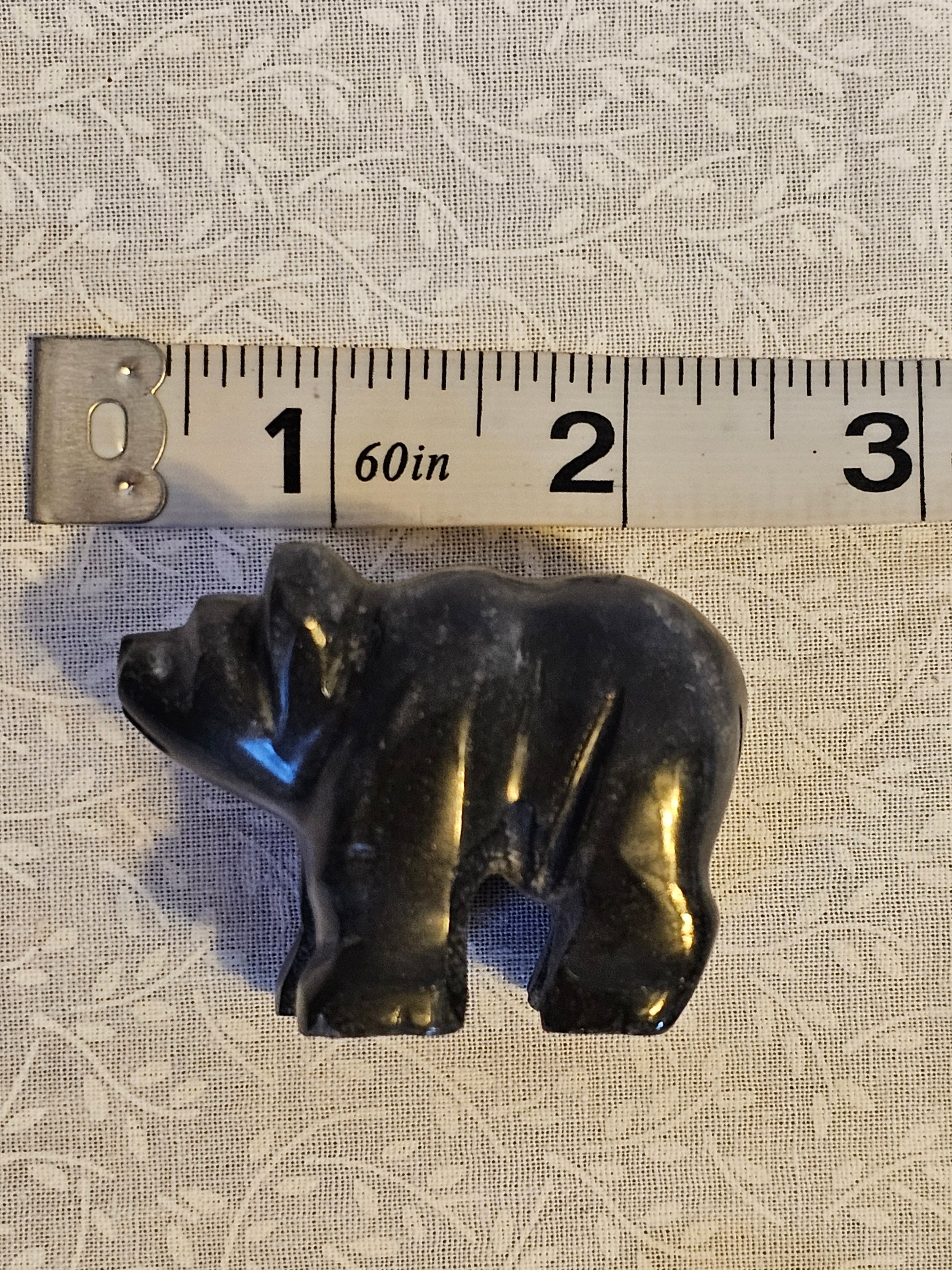 Black Obsidian Crystal Bear 2.5 Inch Protection Stone