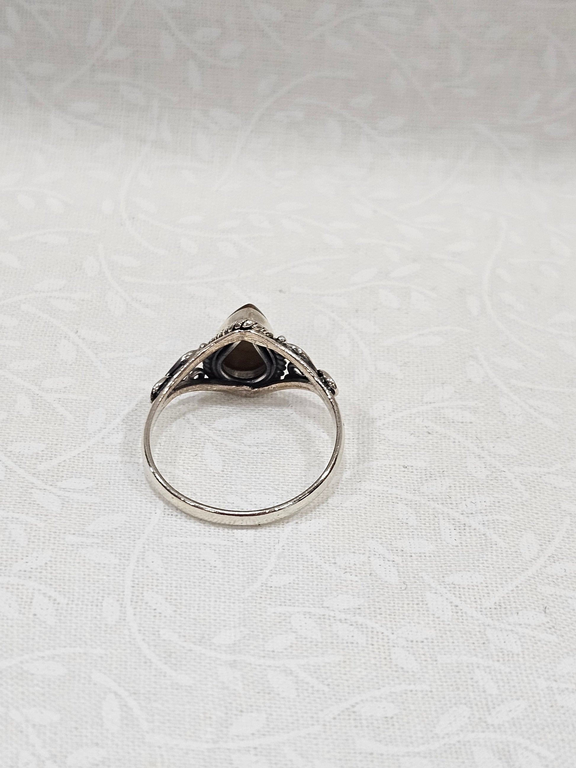 Sterling Silver Tiger Eye Crystal Gemstone Ring - Size 2