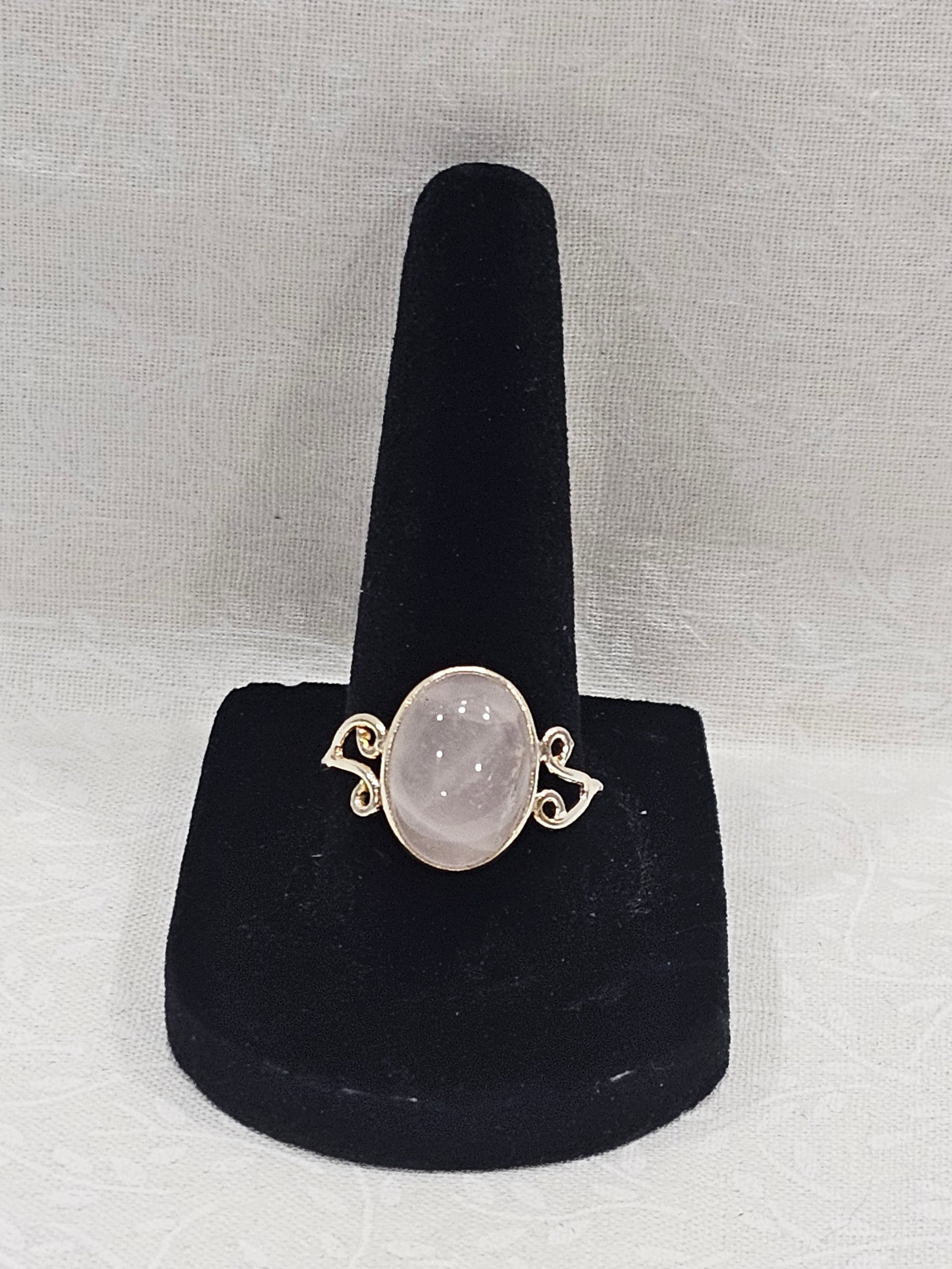 Sterling Silver Pink Quartz Gemstone Ring - Size 9