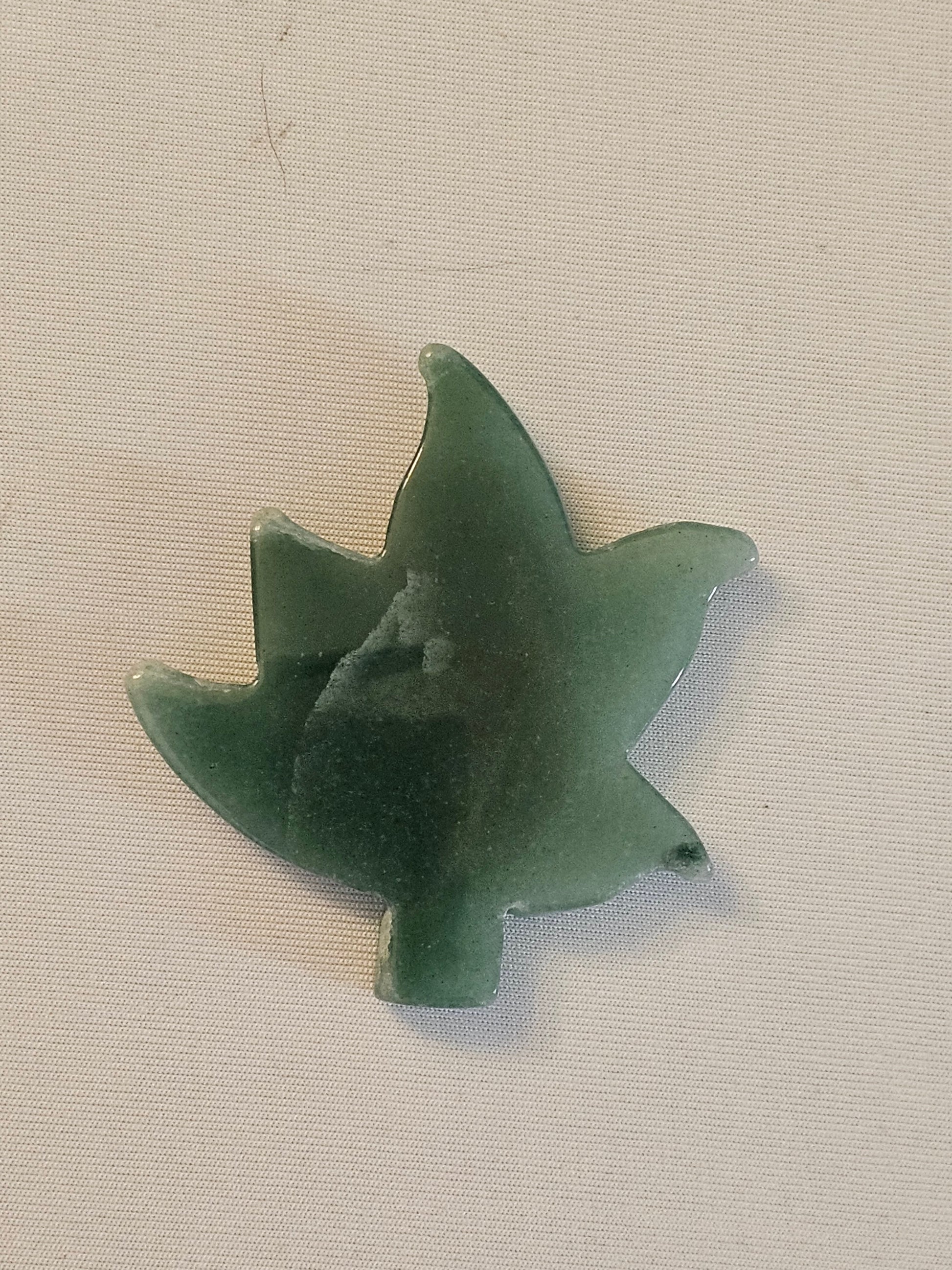 Green Aventurine Crystal Cannabis Leaf 2 Inch