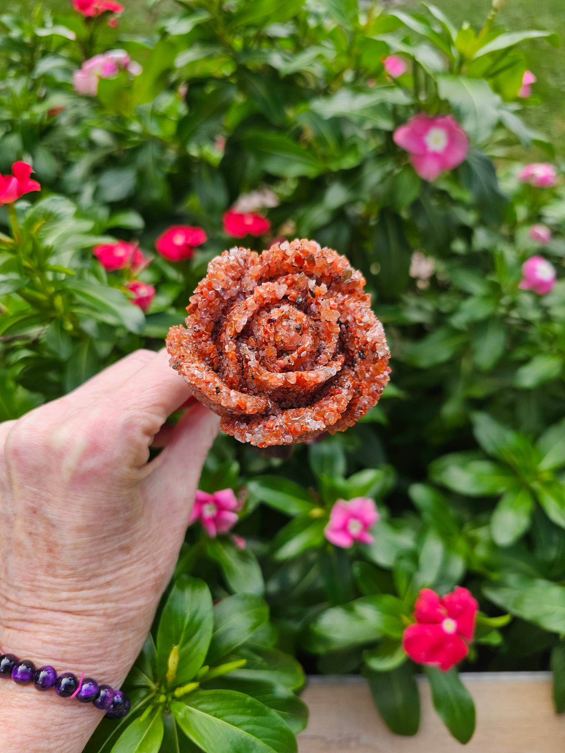 Sandstone Crystal Rose - Handcrafted Healing Stone Flower