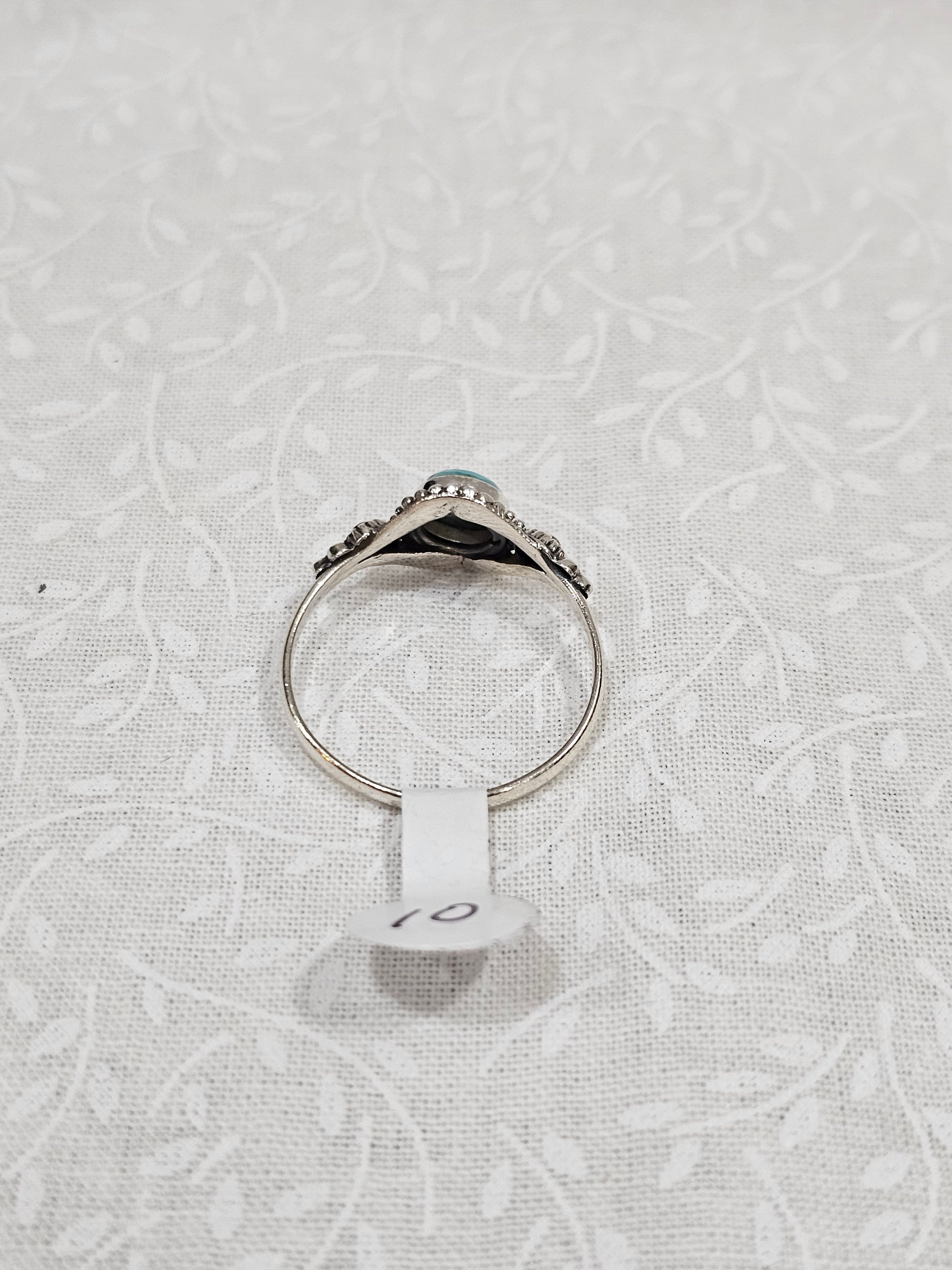 Sterling Silver Turquoise Gemstone Ring - Size 10