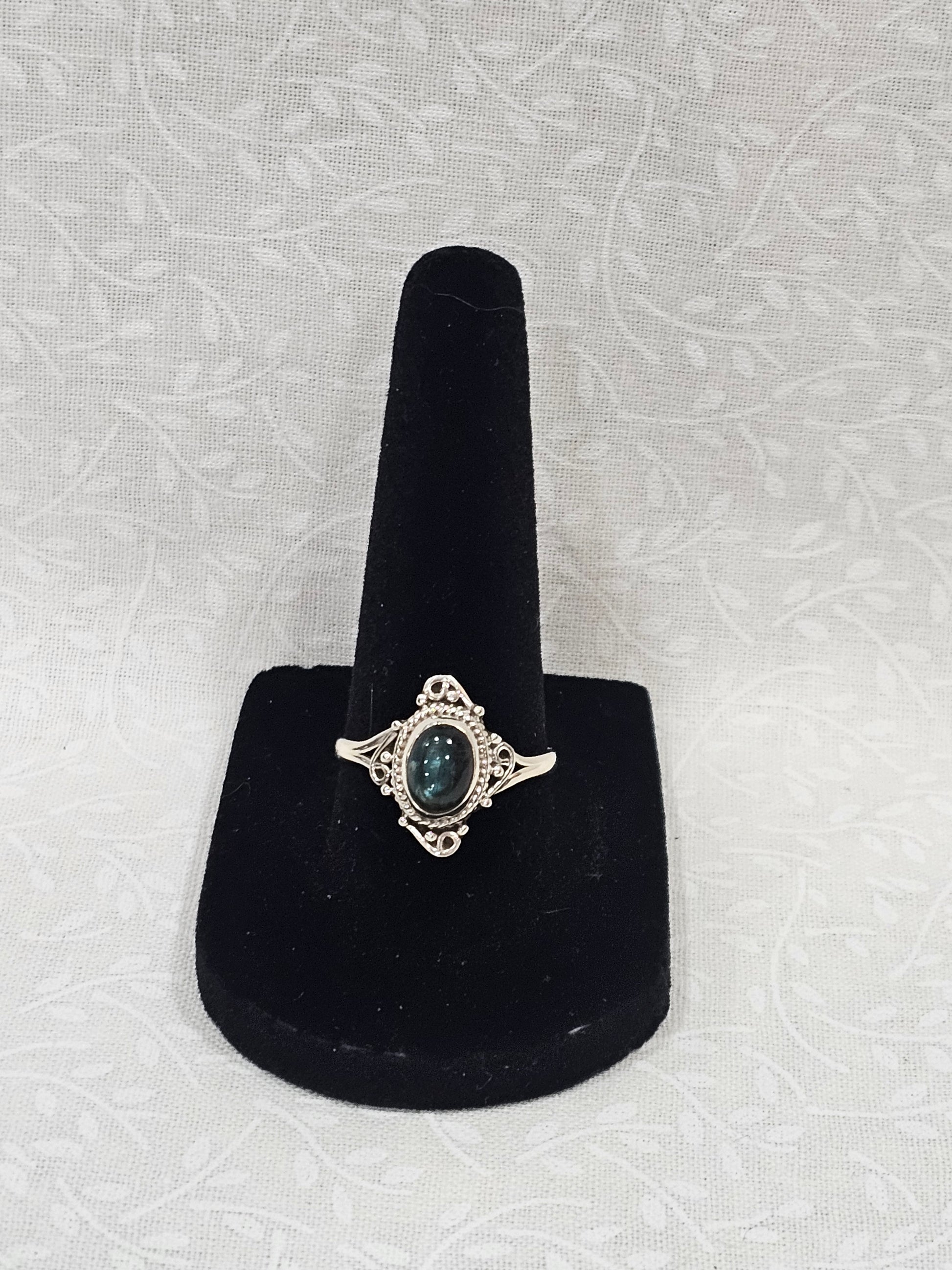 Sterling Silver Labradorite Gemstone Ring Enchanting Flash - Size 7.5