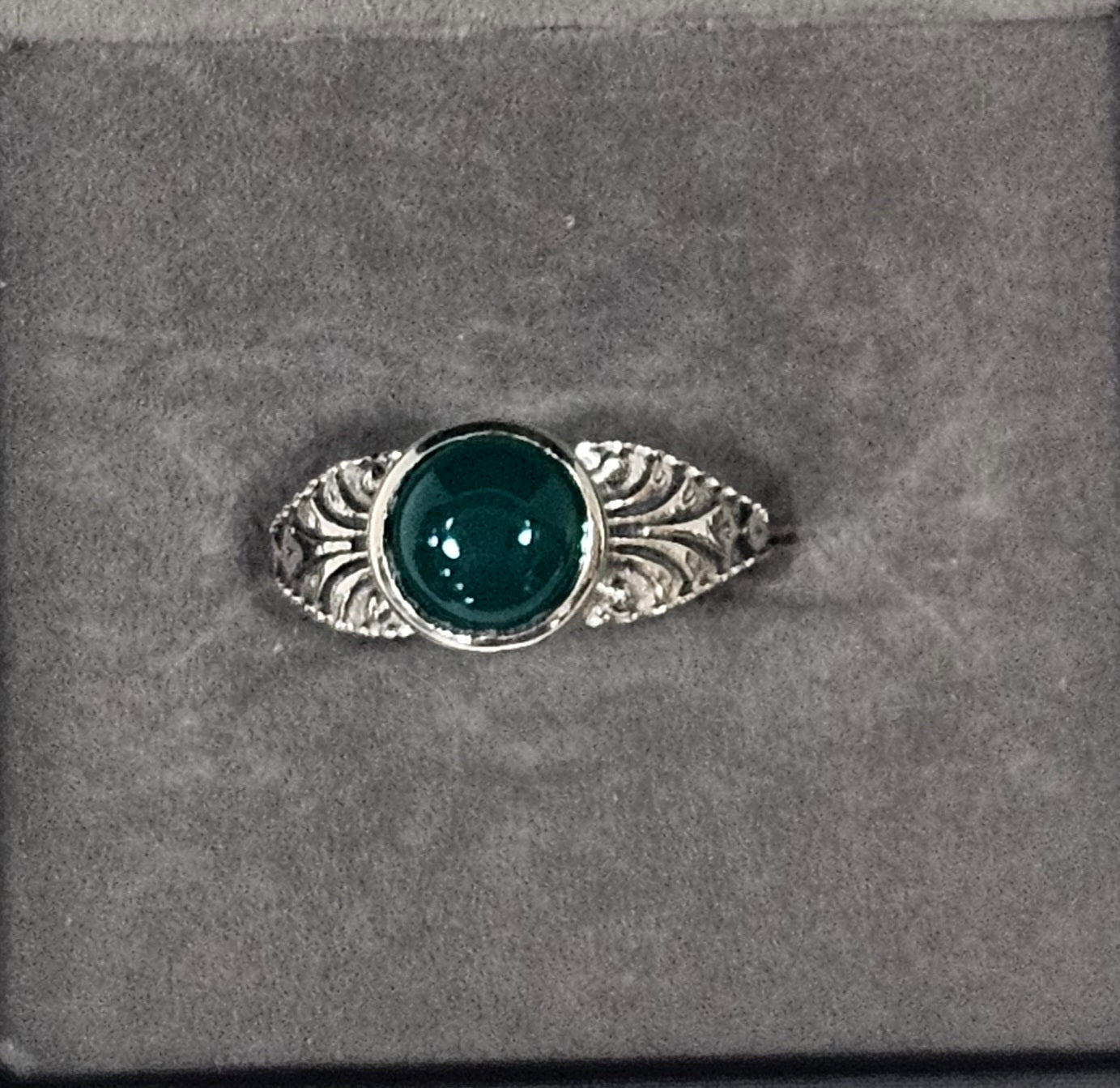 Sterling Silver Emerald Prosperity Ring - Size 7.5