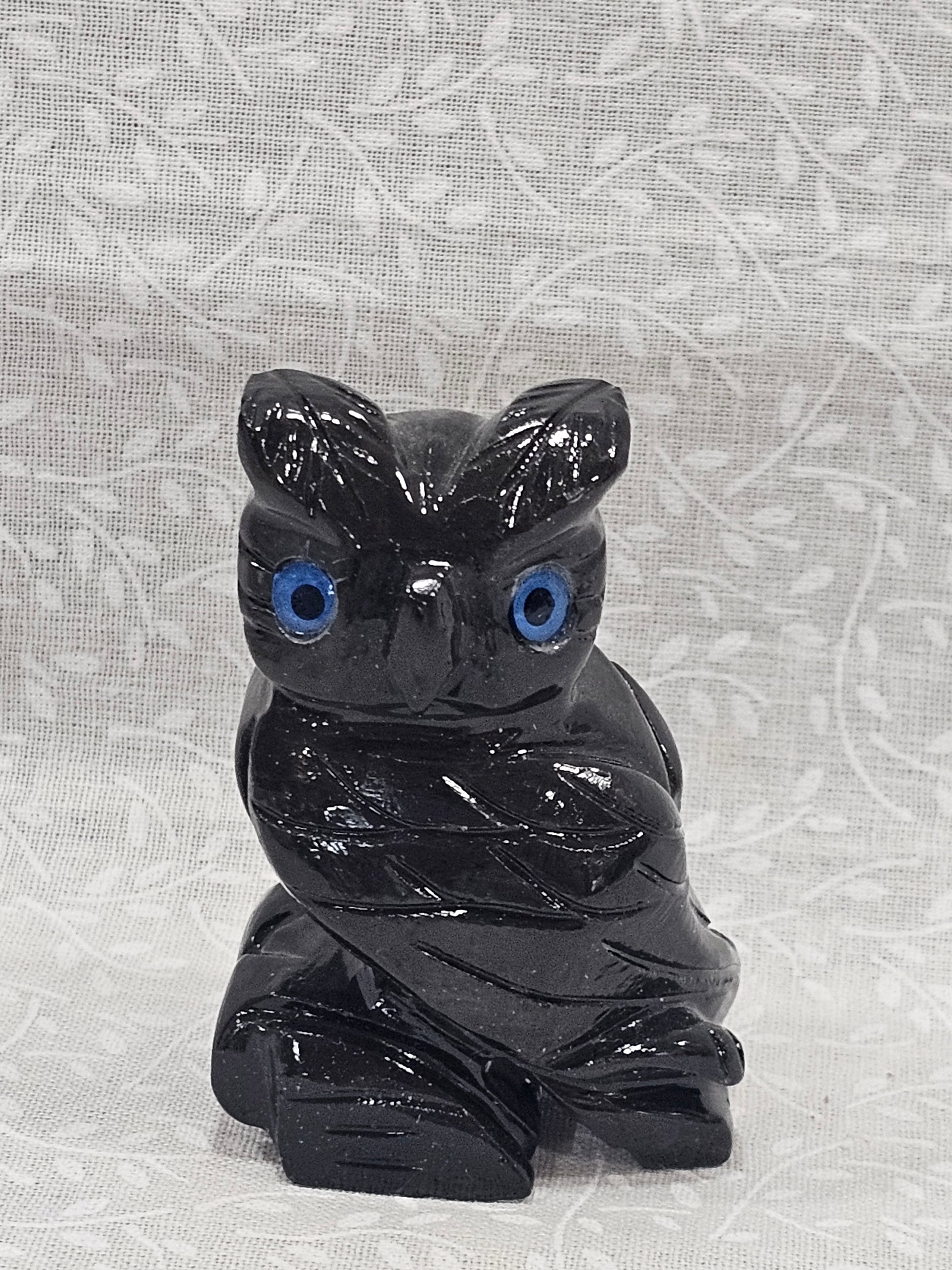 Black Obsidian Crystal Owl 2.25 Inch