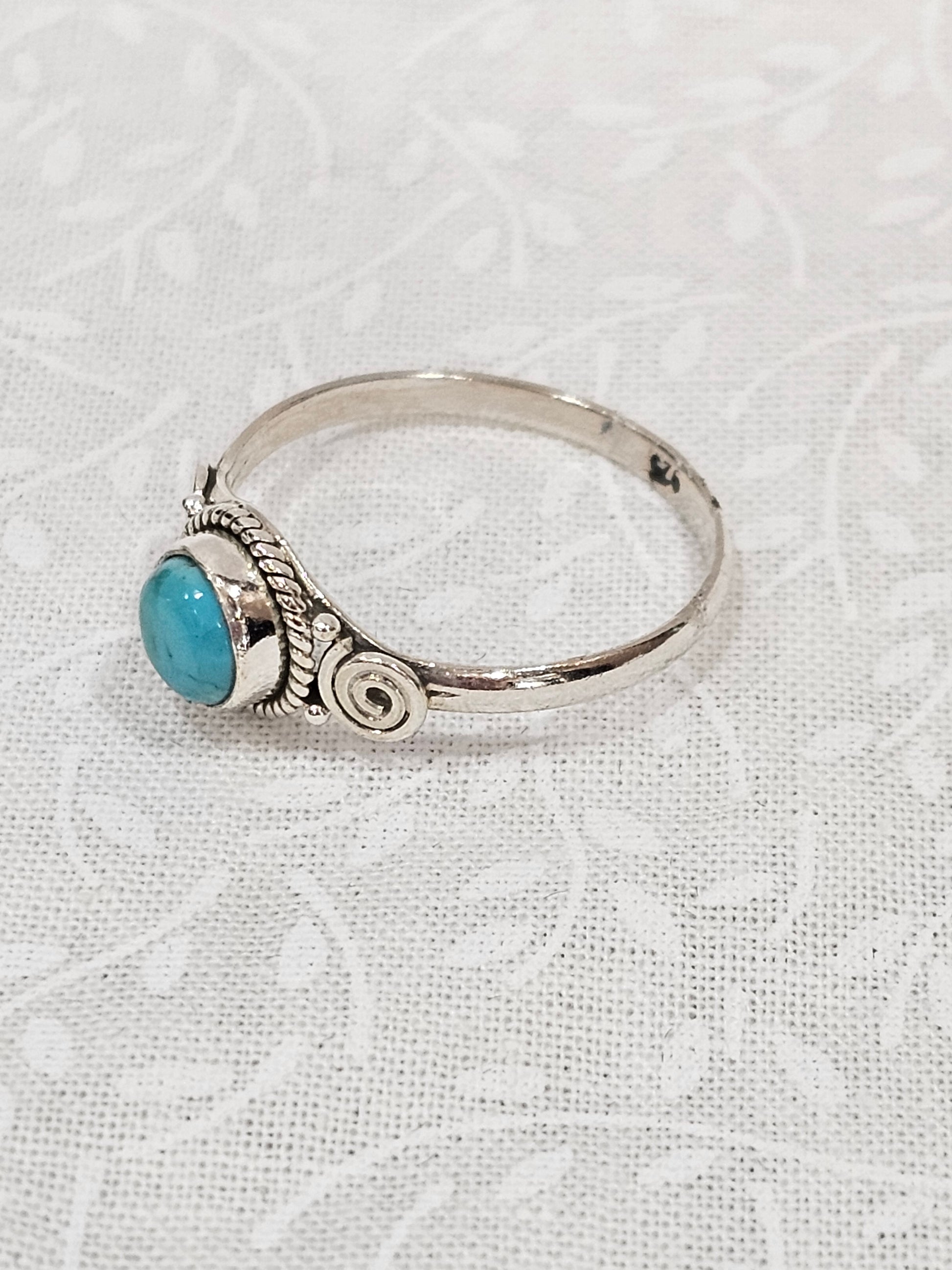 Sterling Silver Amazonite Gemstone Ring - Size 8