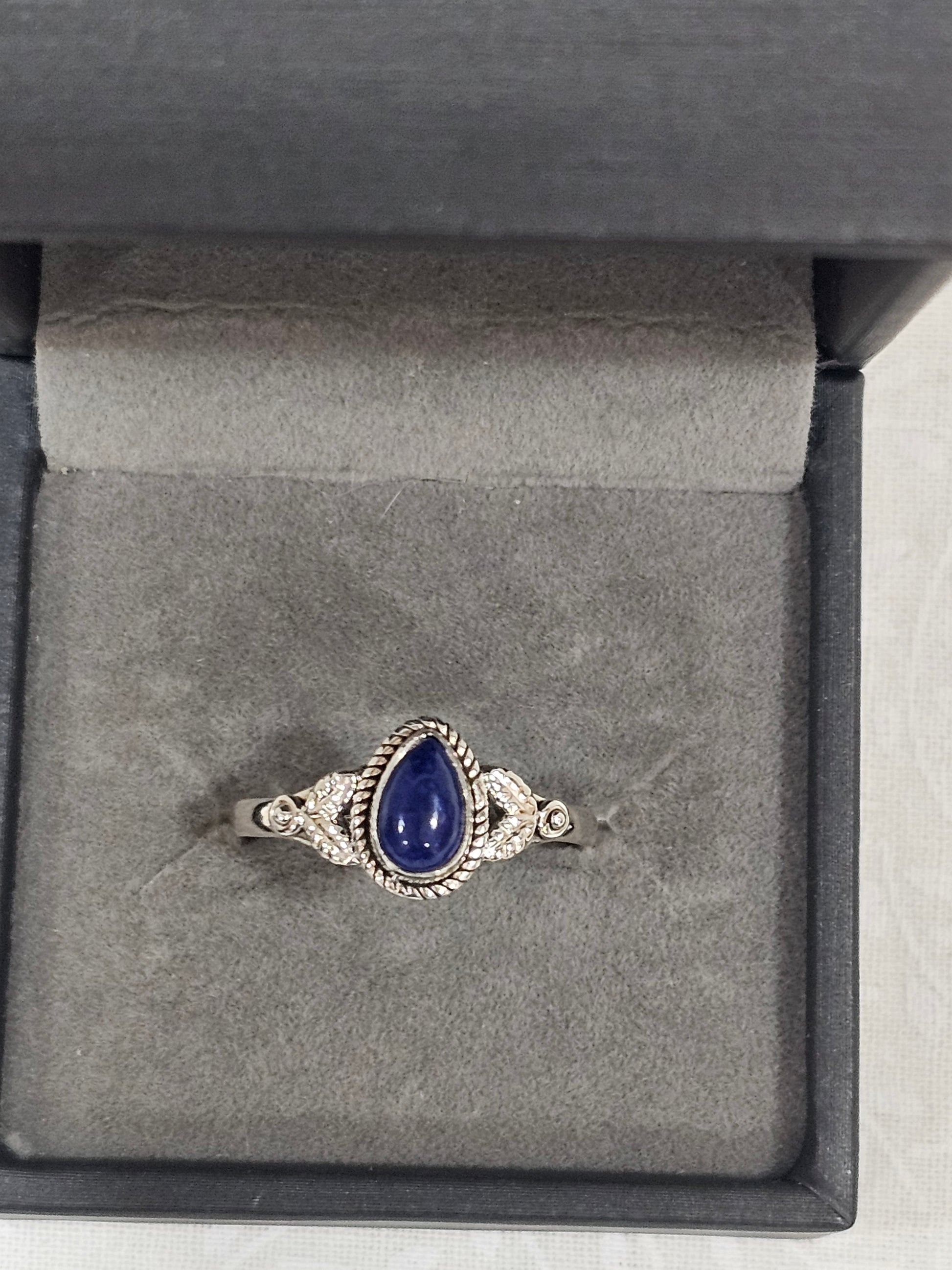 Sterling Silver Blue Lapis Gemstone Ring - Size 10