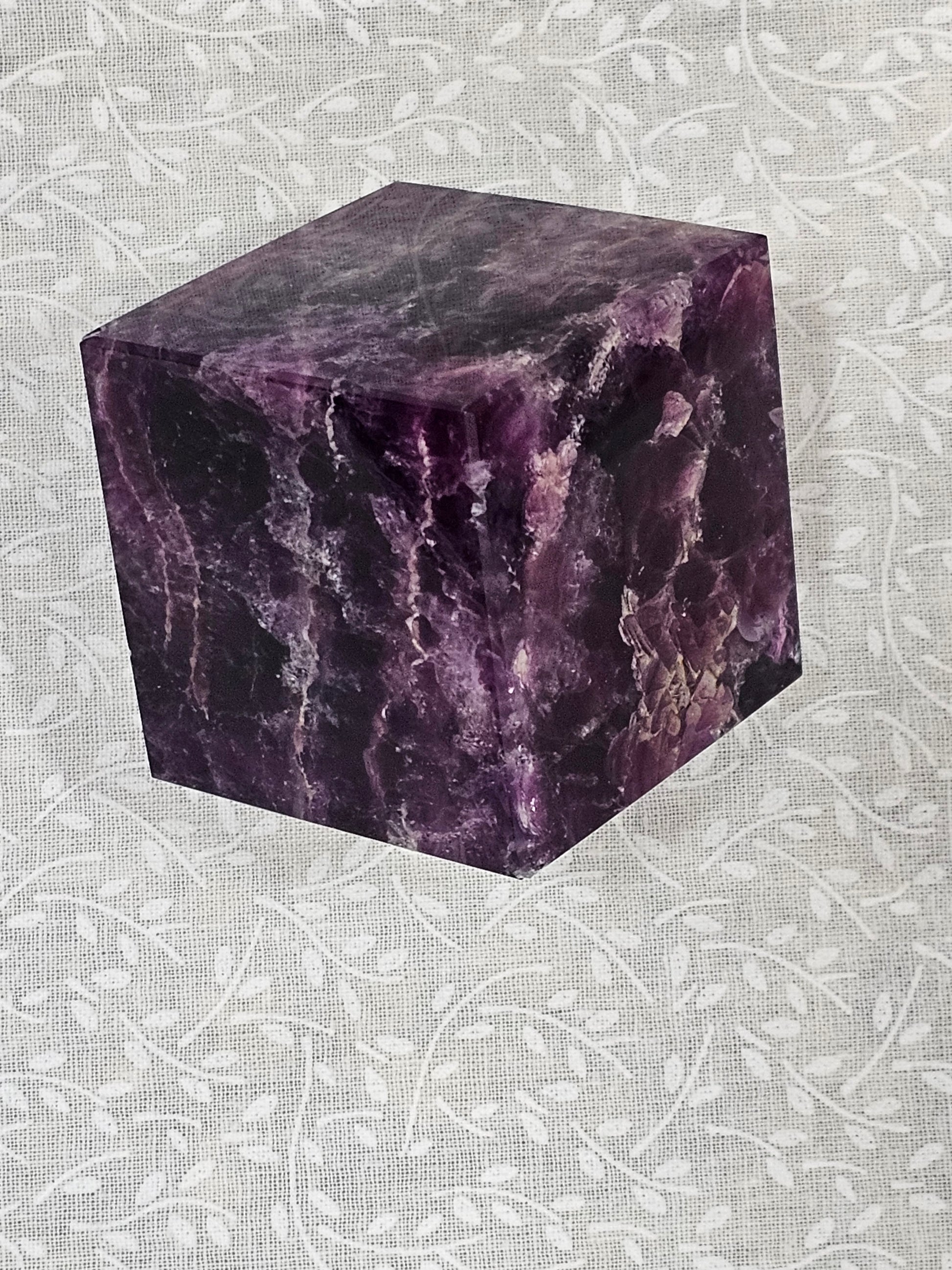 Purple Fluorite Crystal Cube 2 Inch Wide