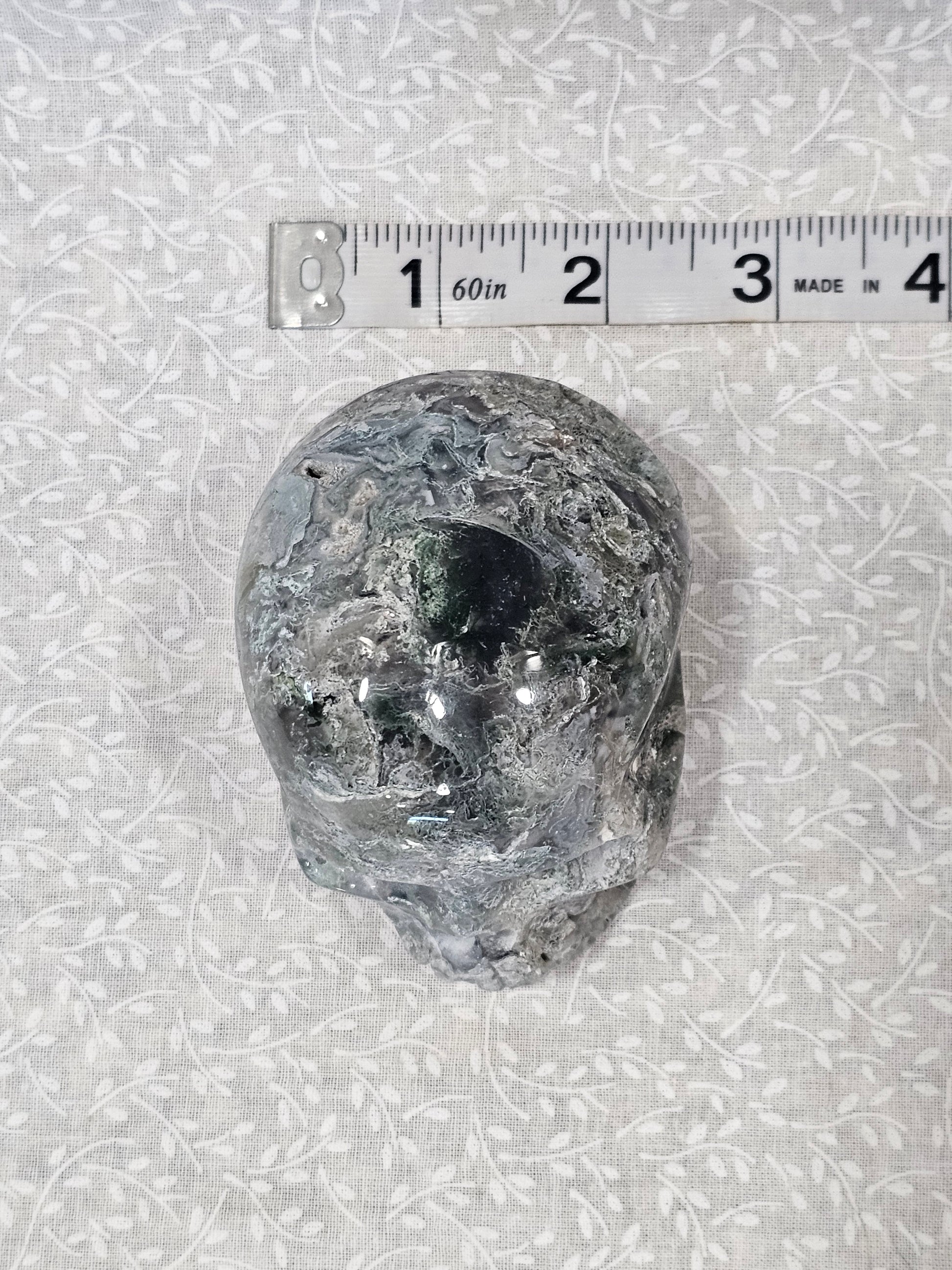 Moss Agate Crystal Skull 3.24 Inch