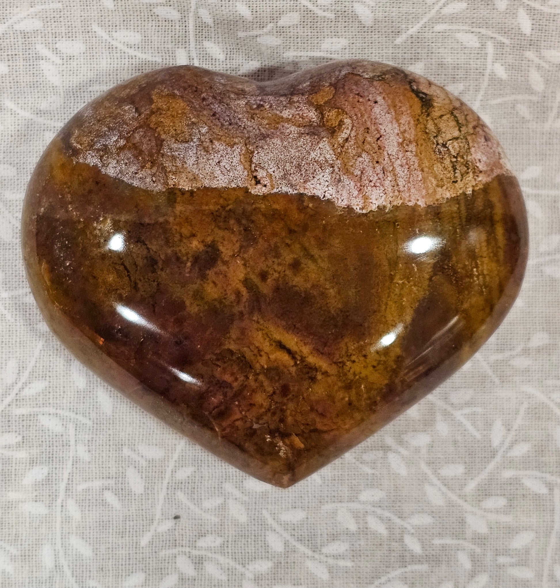 Ocean Jasper Crystal Heart 3 Inch Wide