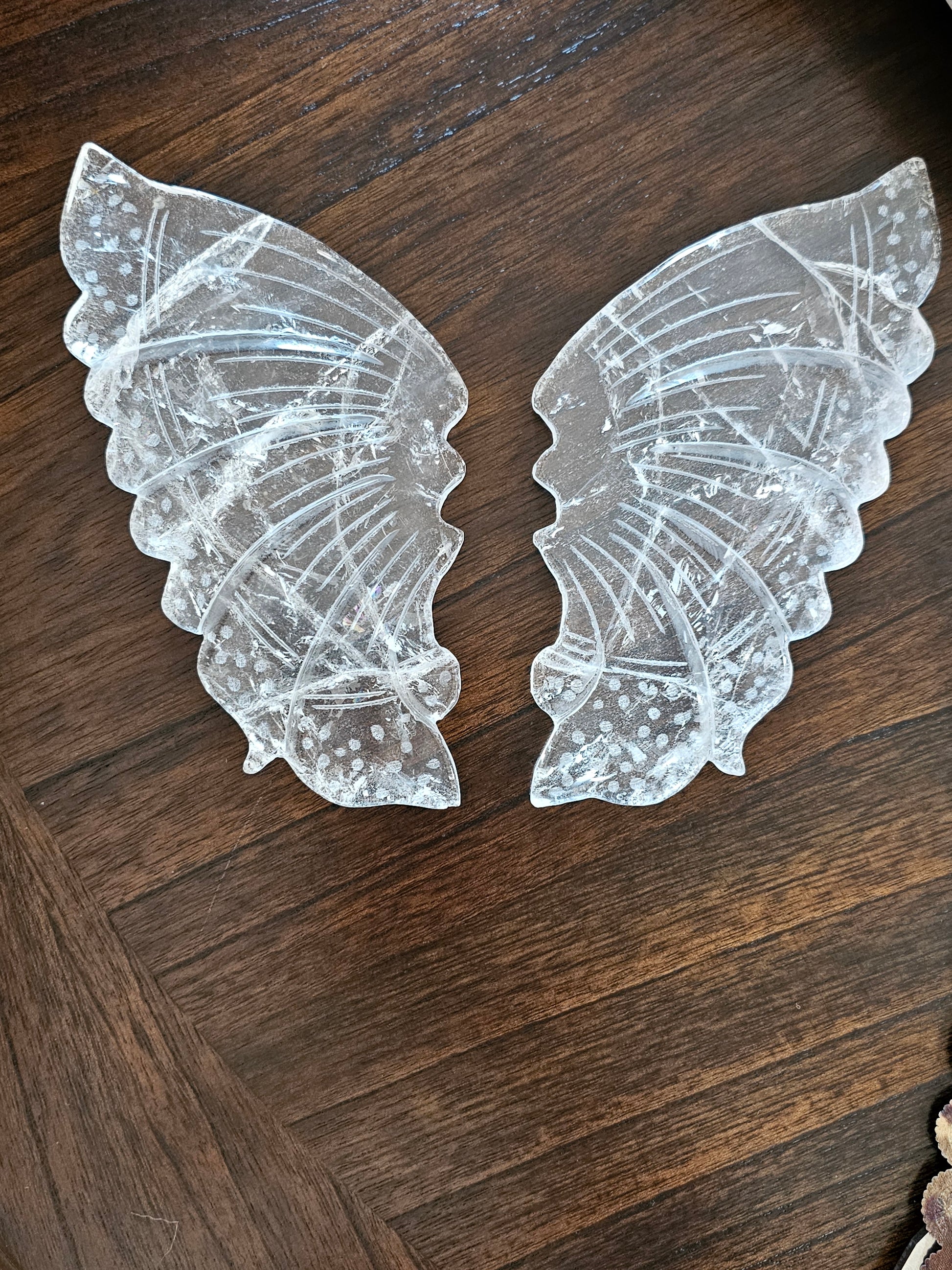 Clear Quartz Crystal Butterfly Wings with Stand