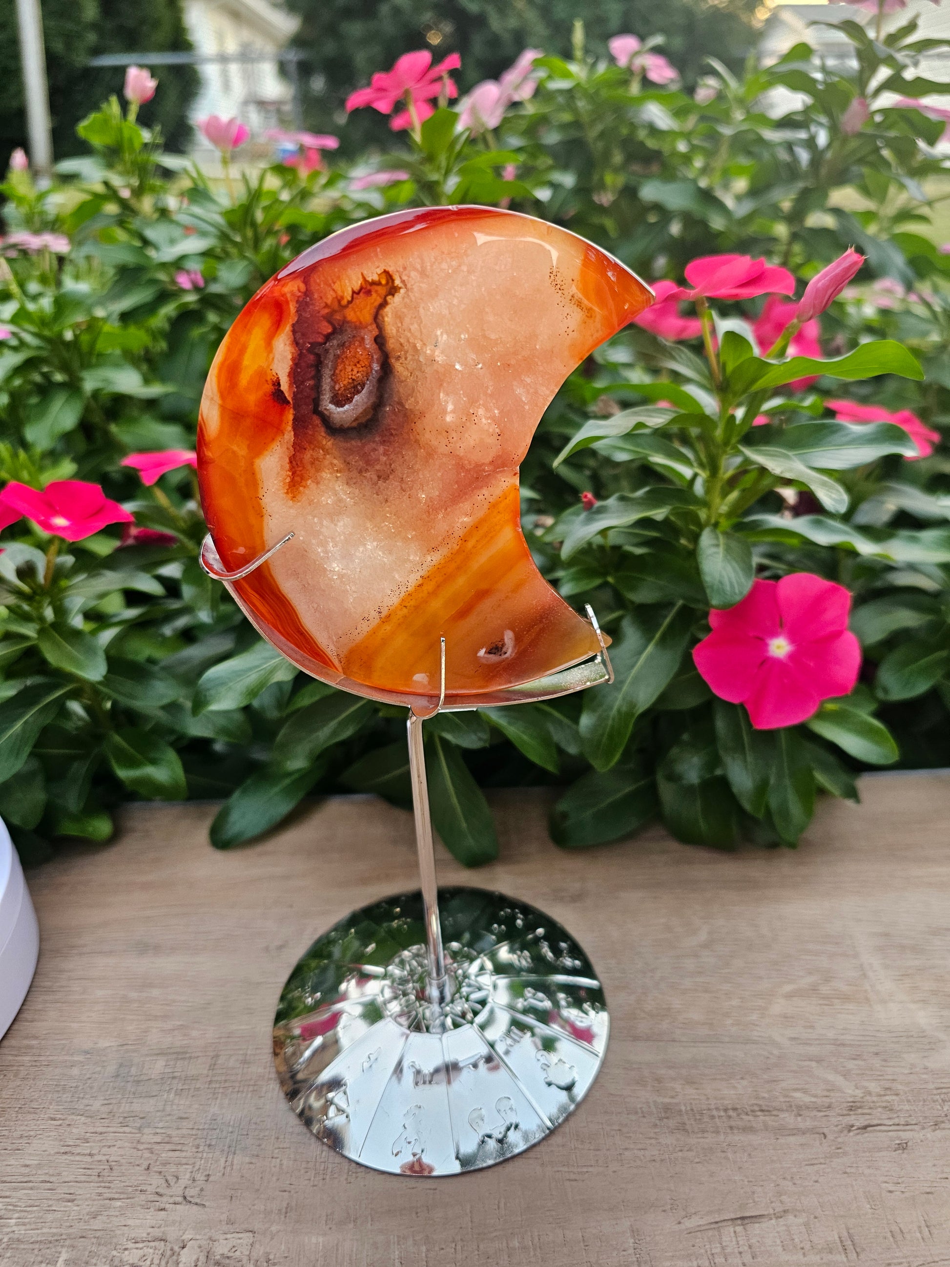 Carnelian Crystal Moon on Stand