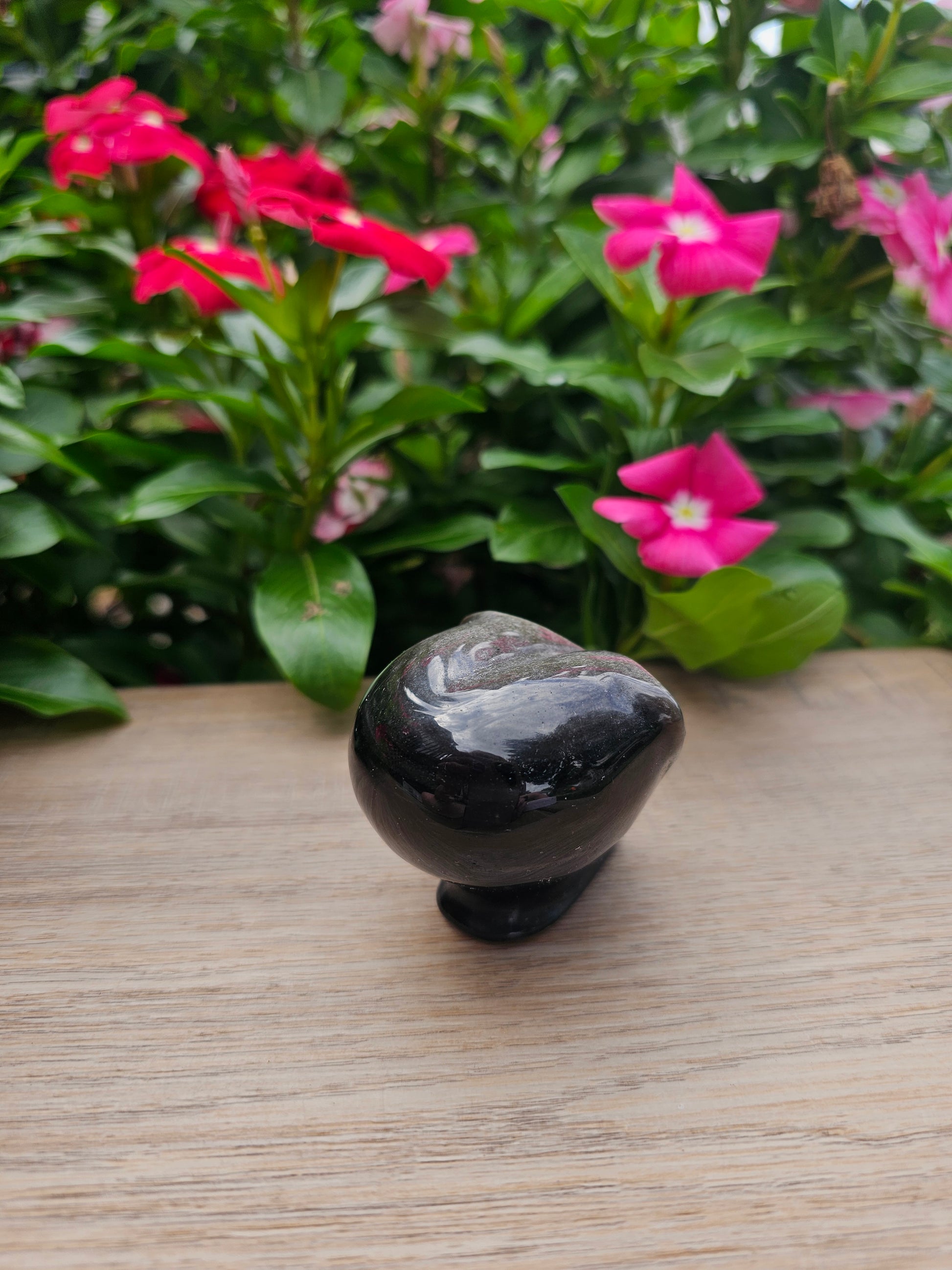Black Obsidian & Green Aventurine Alien Crystal Figurine