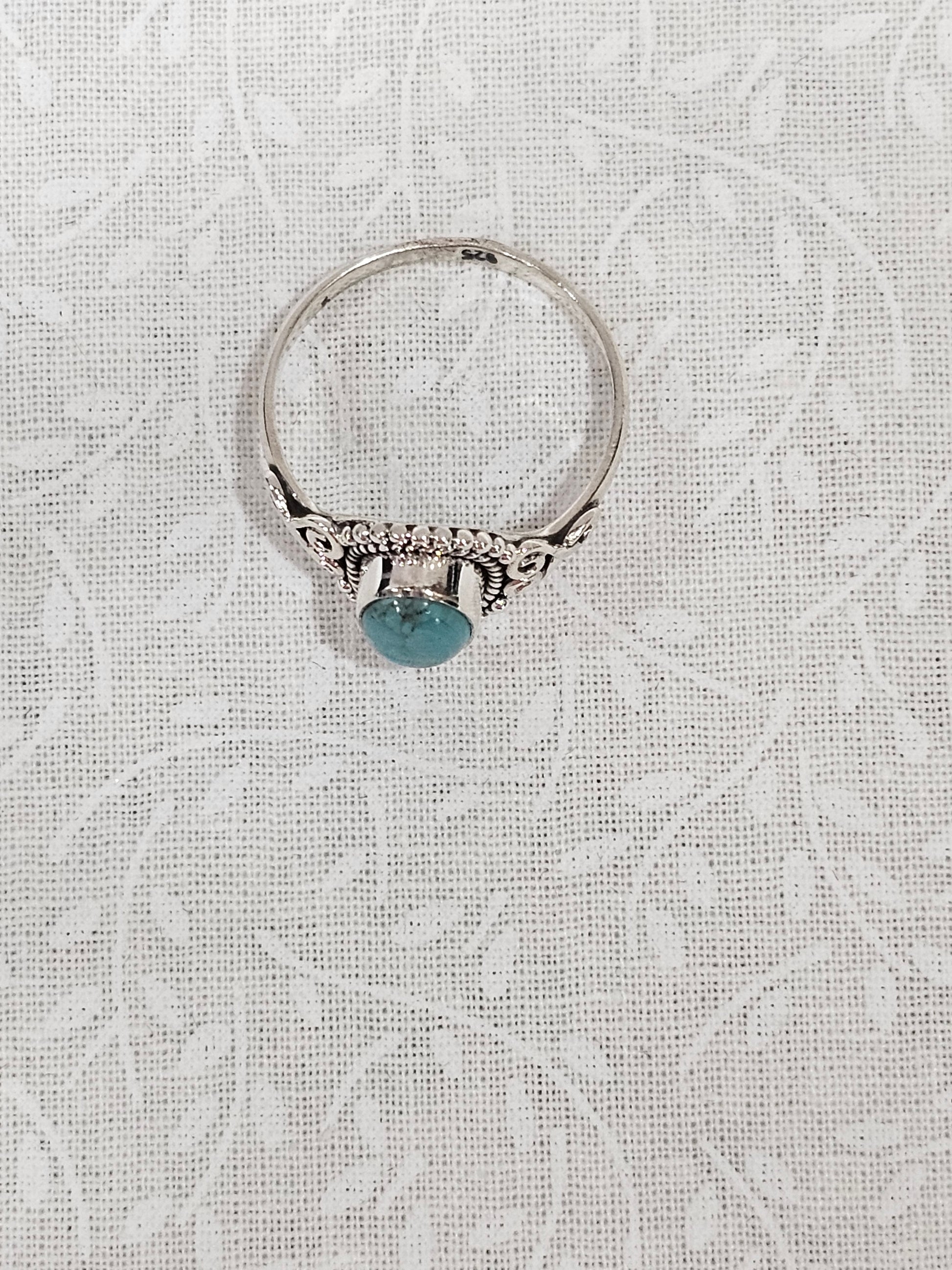 Sterling Silver Turquoise Gemstone Ring Classic Design - Size 8