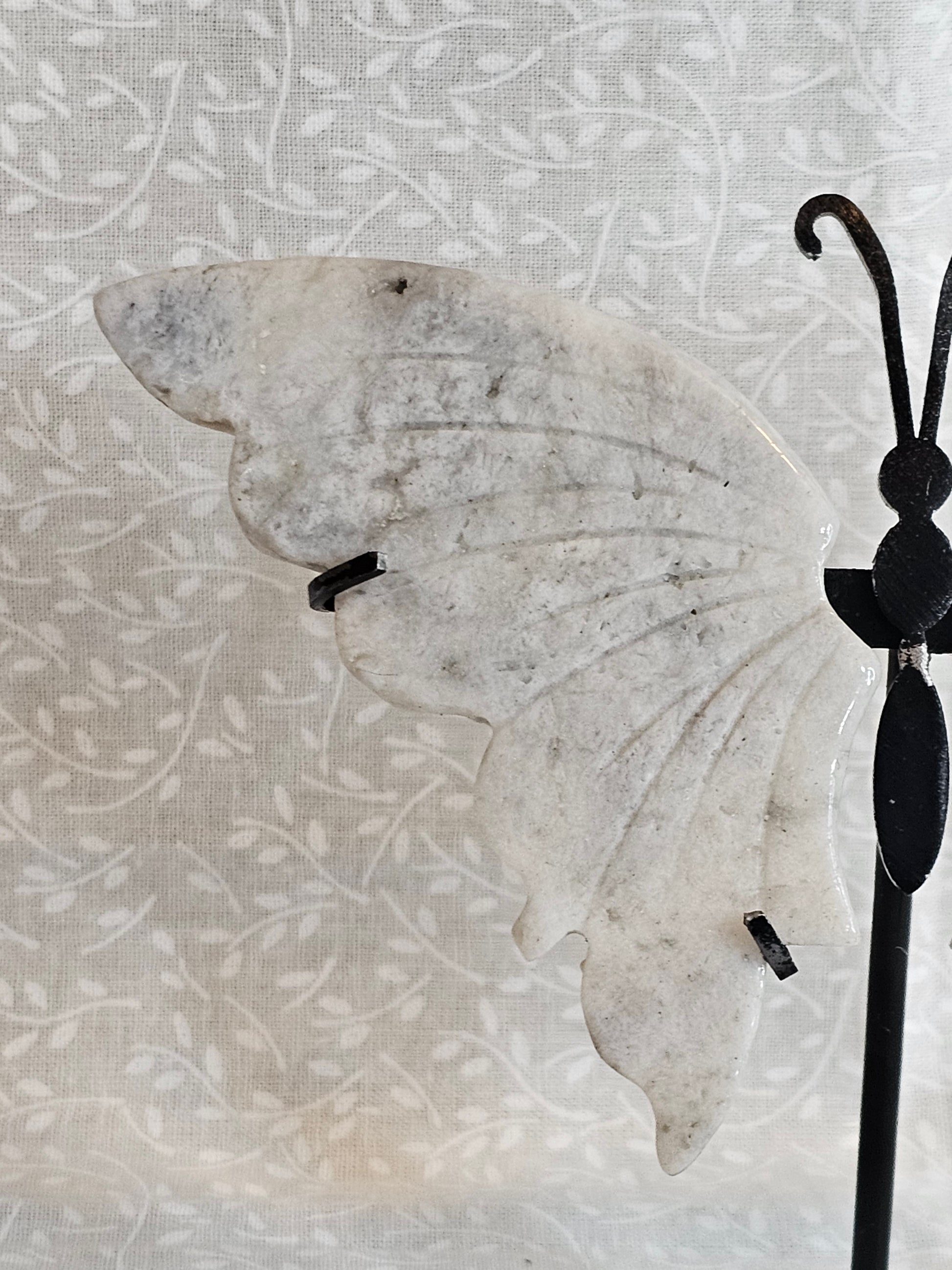White Agate Crystal Butterfly Wings with Stand - 5 Inch Natural Stone Decor