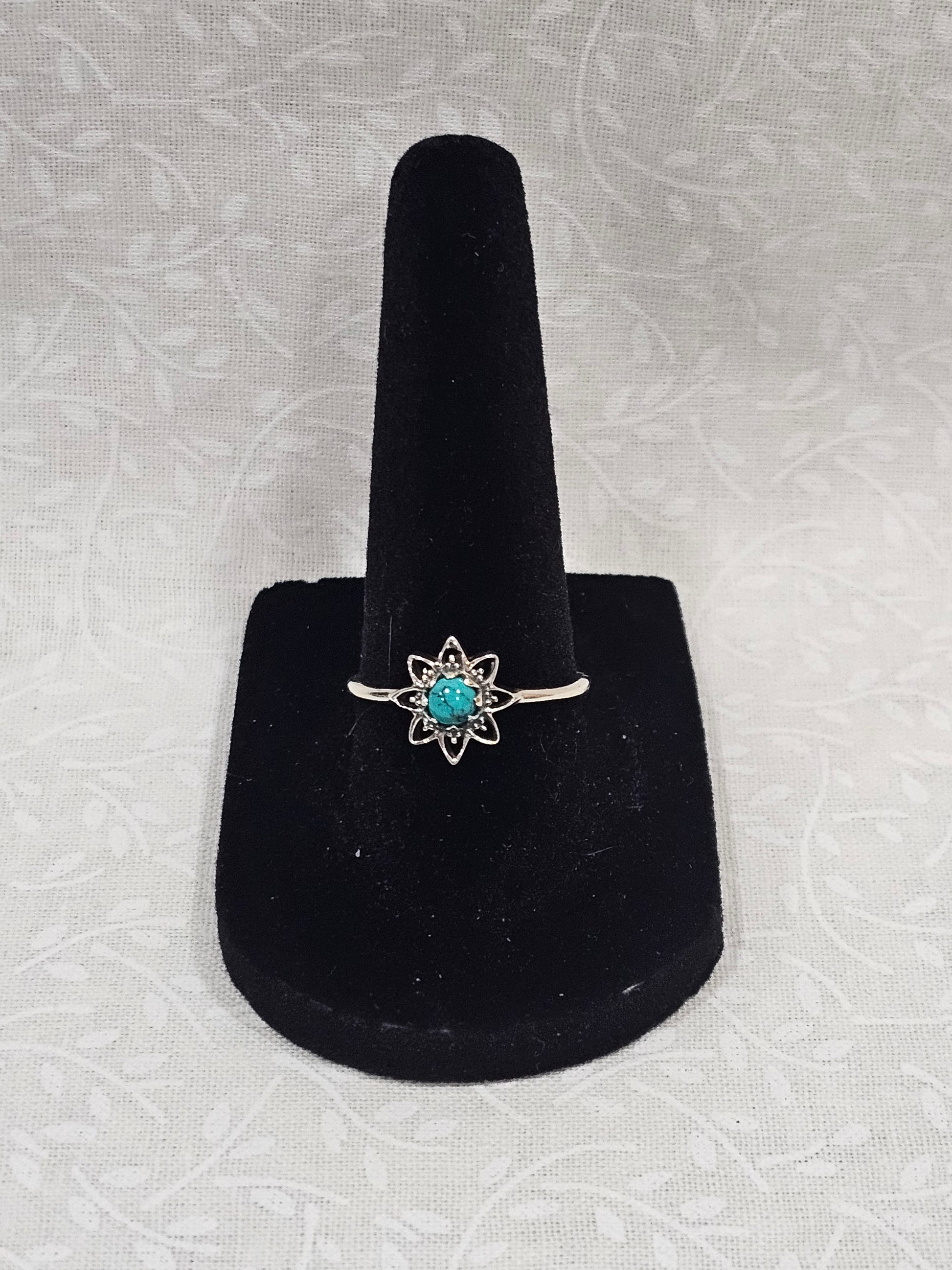 Sterling Silver Turquoise Gemstone Ring Premium Quality - Size 7.5