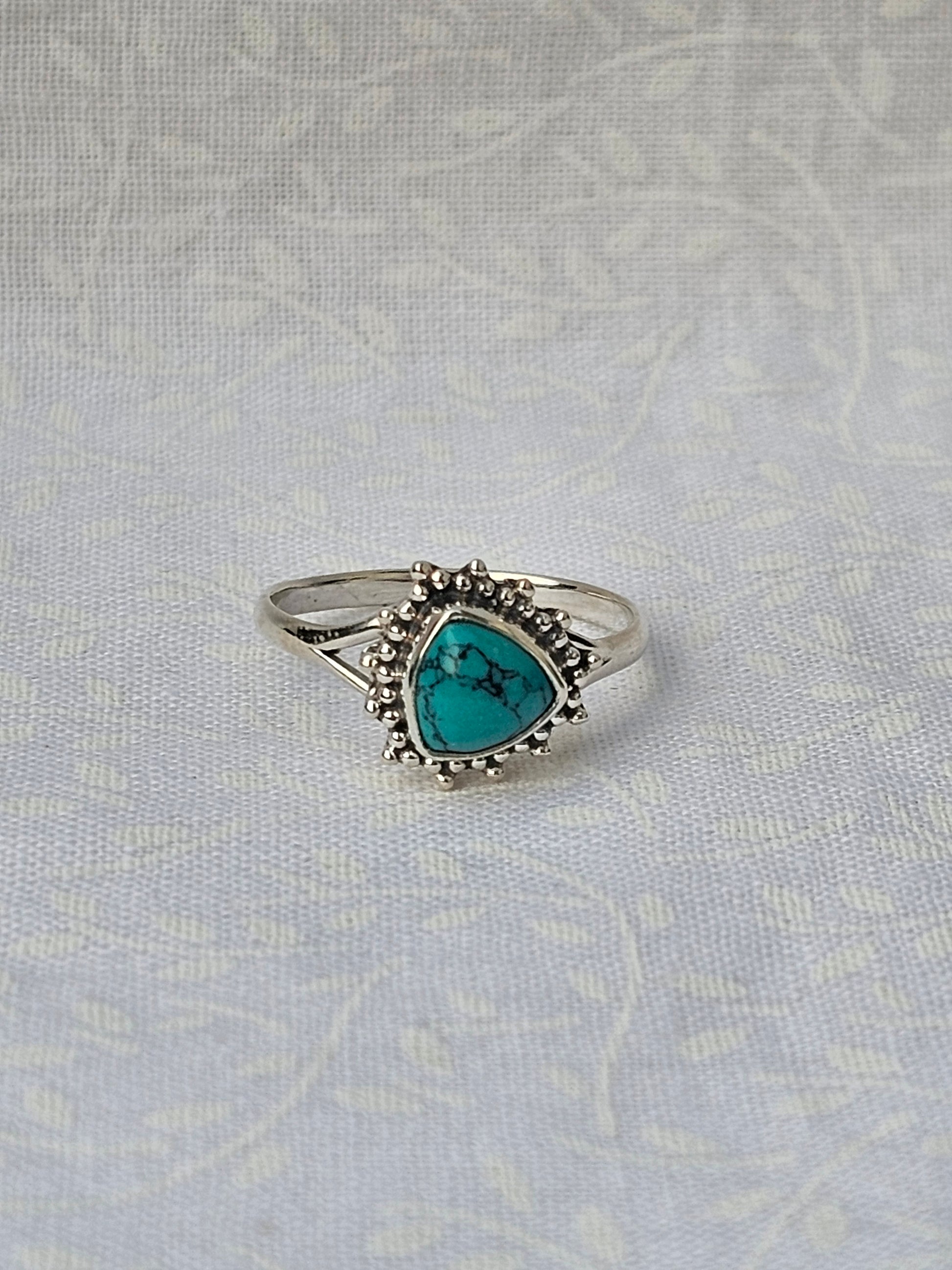 Sterling Silver Turquoise Ring Sacred Stone - Size 8