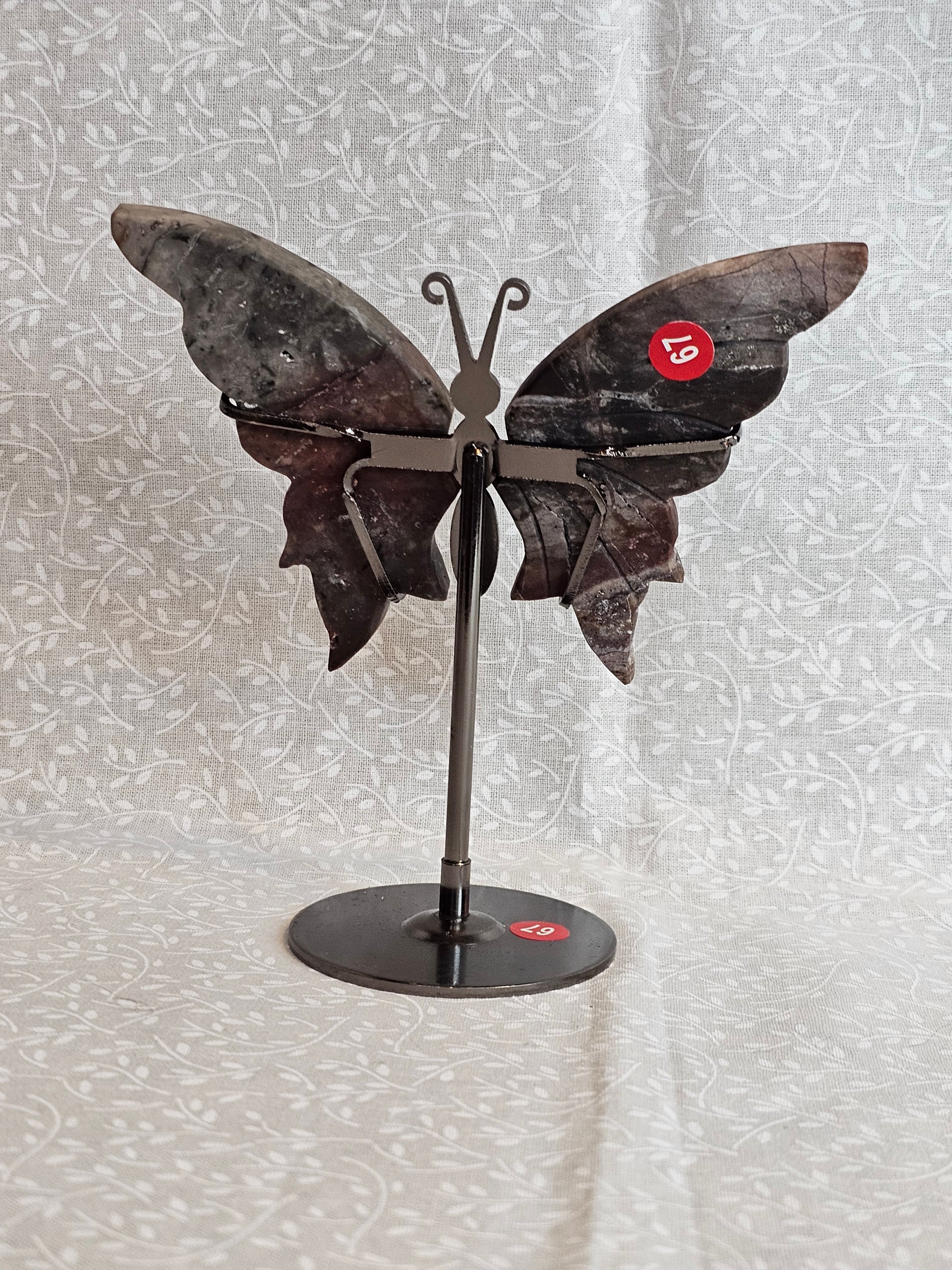 Jasper Crystal Butterfly Wings with Stand Red Tones - 5 Inch Natural Stone Decor