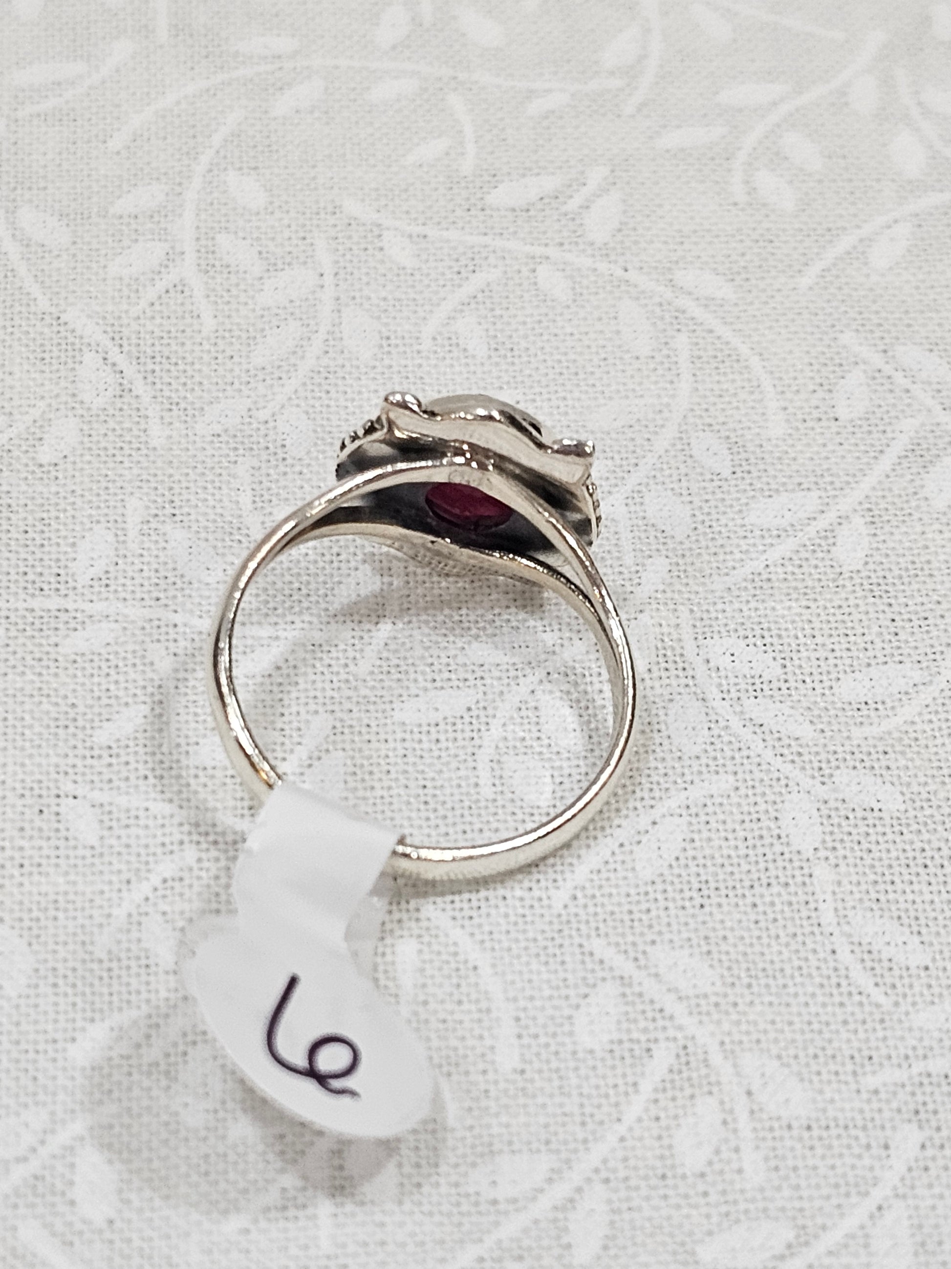 Sterling Silver Ruby Gemstone Ring - Size 6