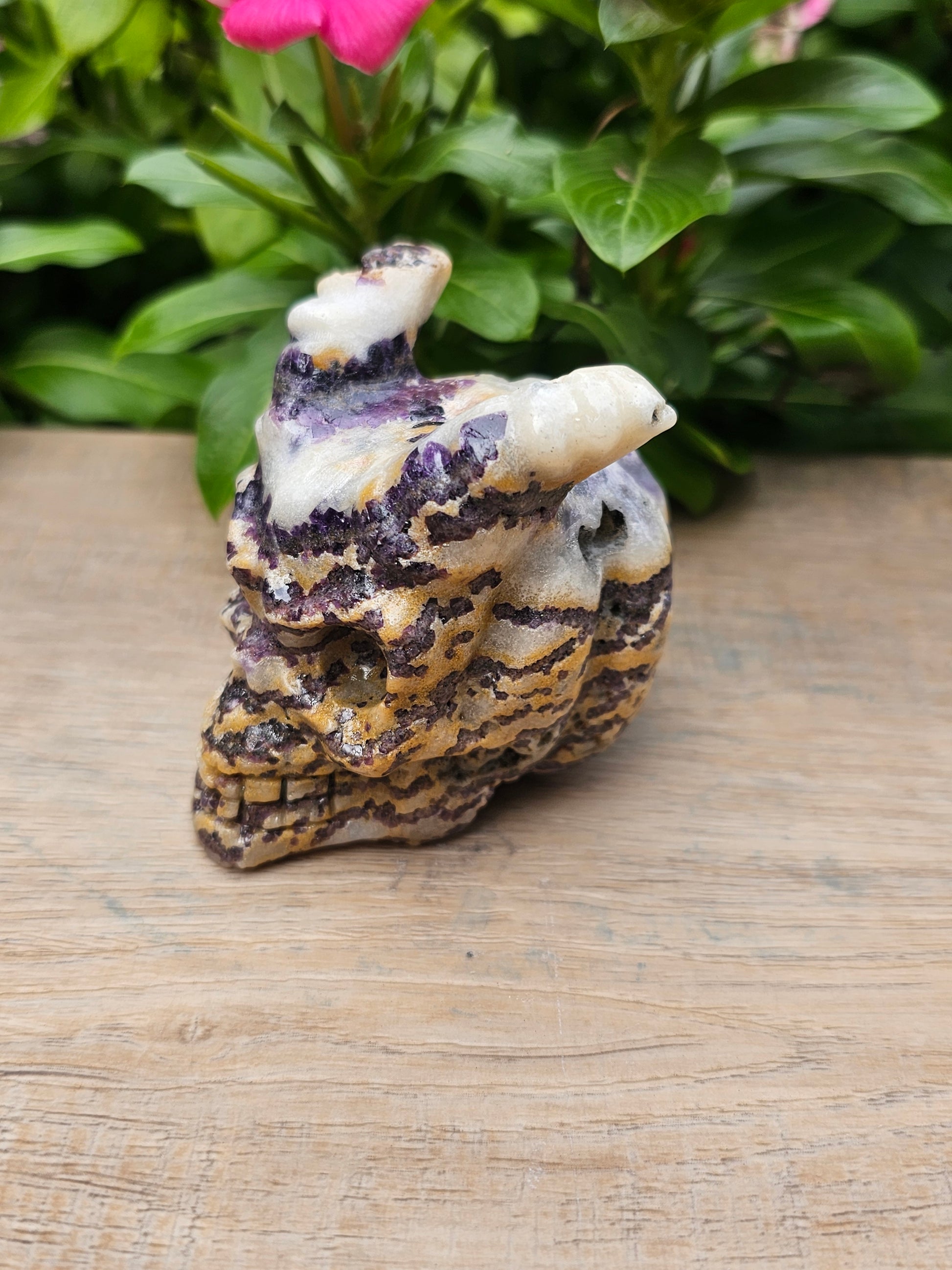 Amethyst Crystal Horned Skull - Handcrafted Spiritual Decor