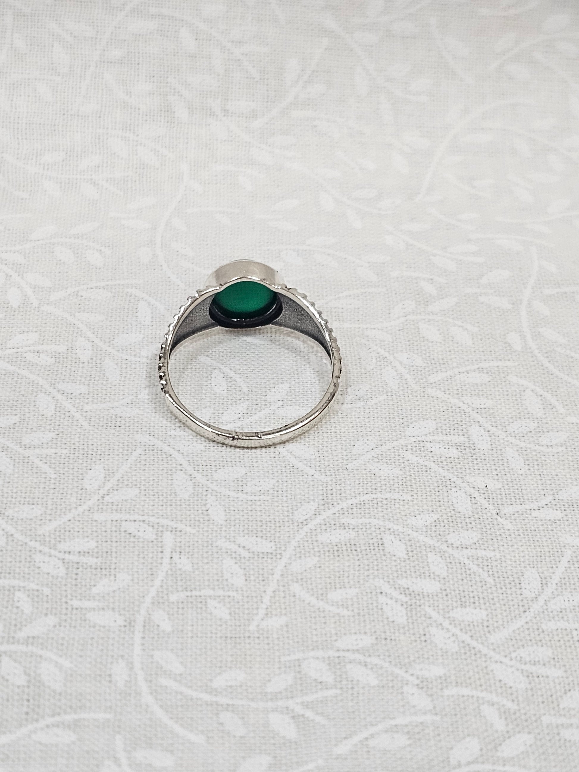 Sterling Silver Emerald Prosperity Ring - Size 7.5