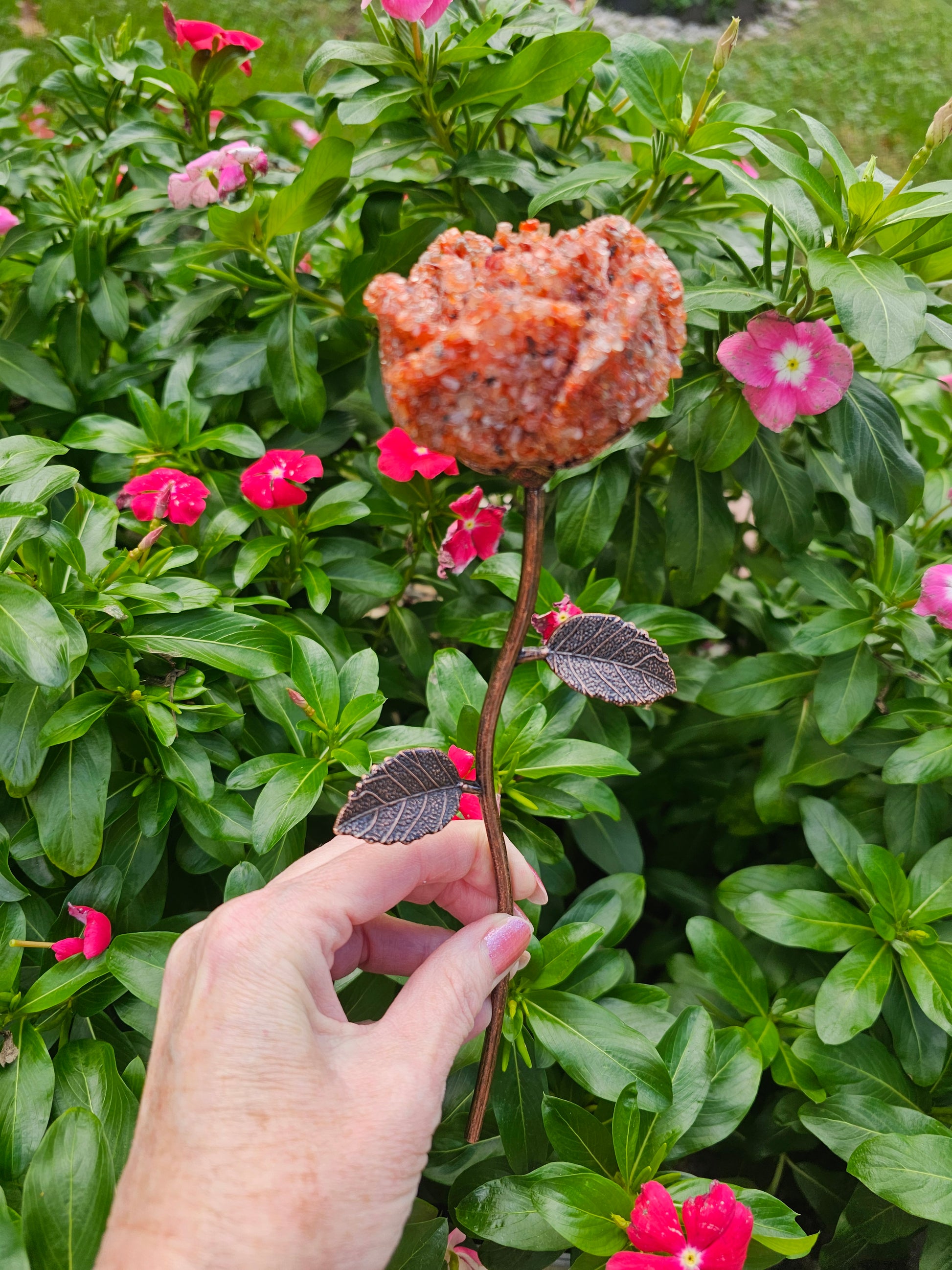 Sandstone Crystal Rose - Handcrafted Healing Stone Flower