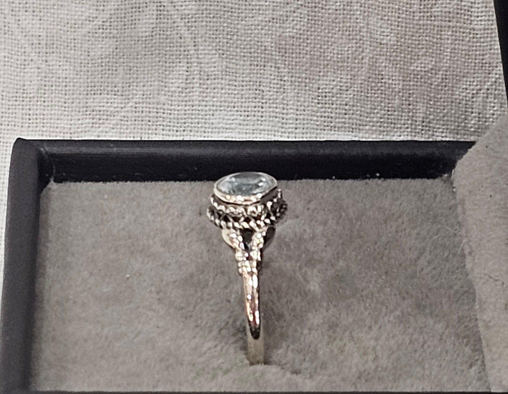 Sterling Silver Blue Topaz Gemstone Ring - Size 8