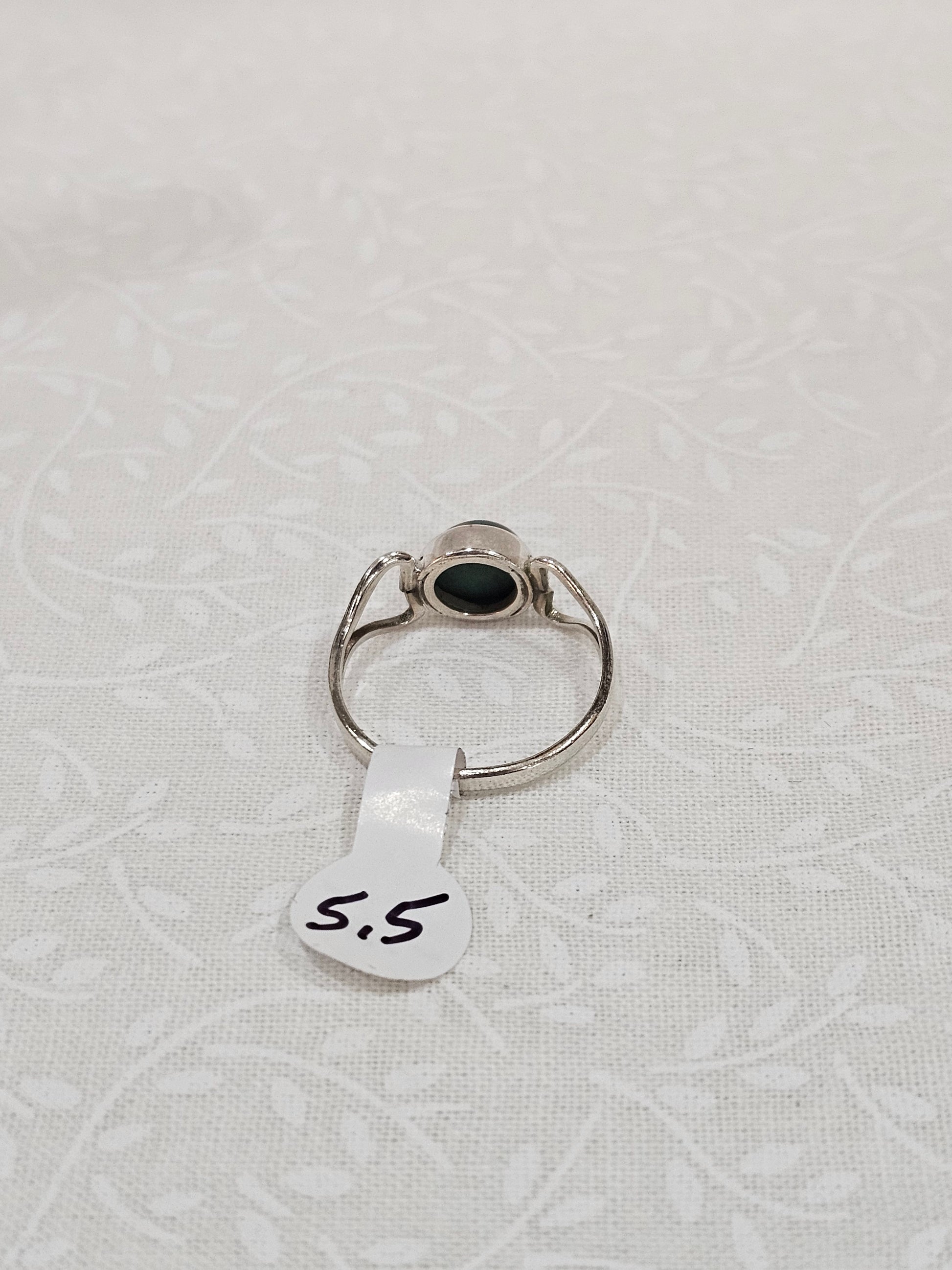Sterling Silver Malachite Gemstone Ring 5.5