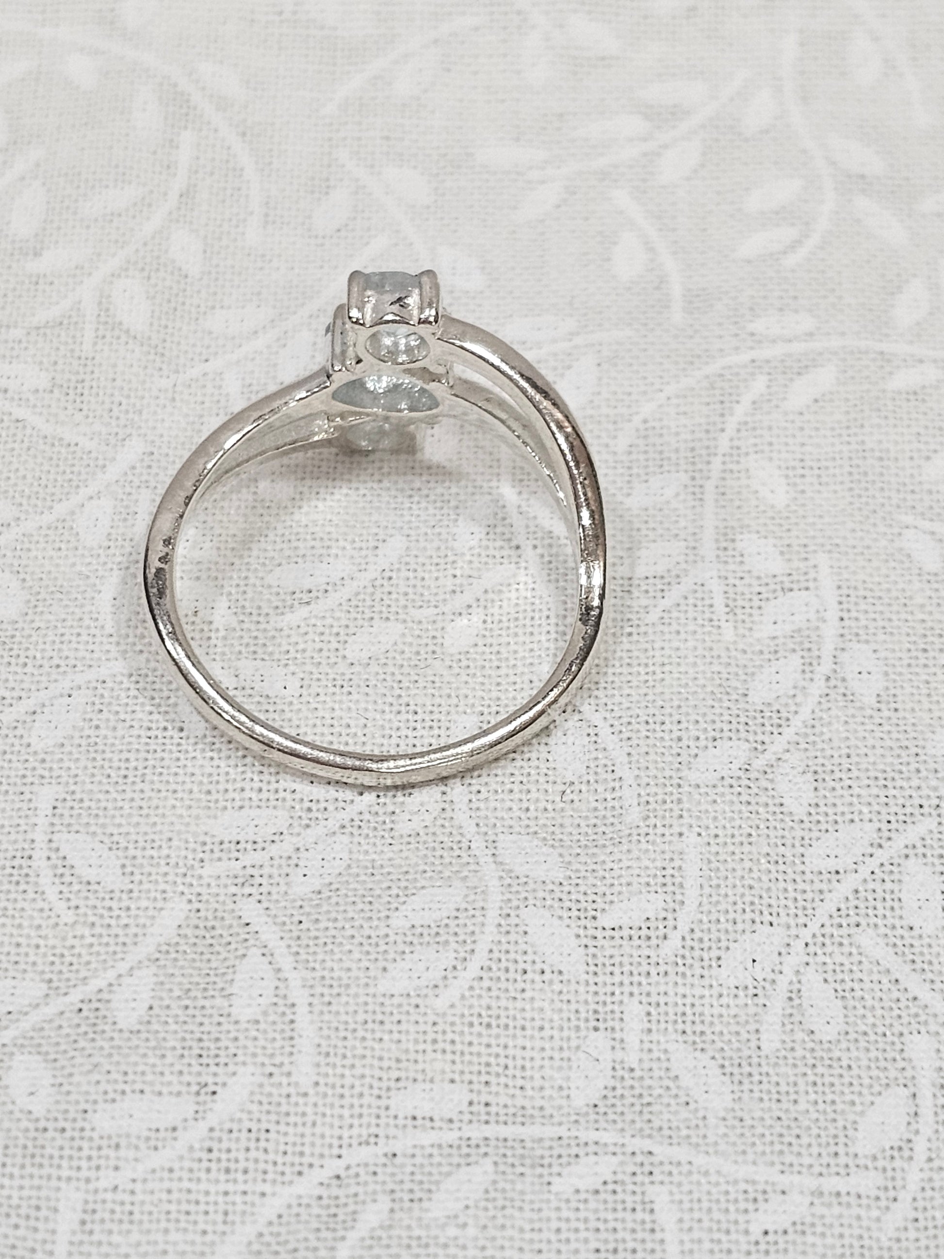 Sterling Silver Blue & White Topaz Ring - Size 8
