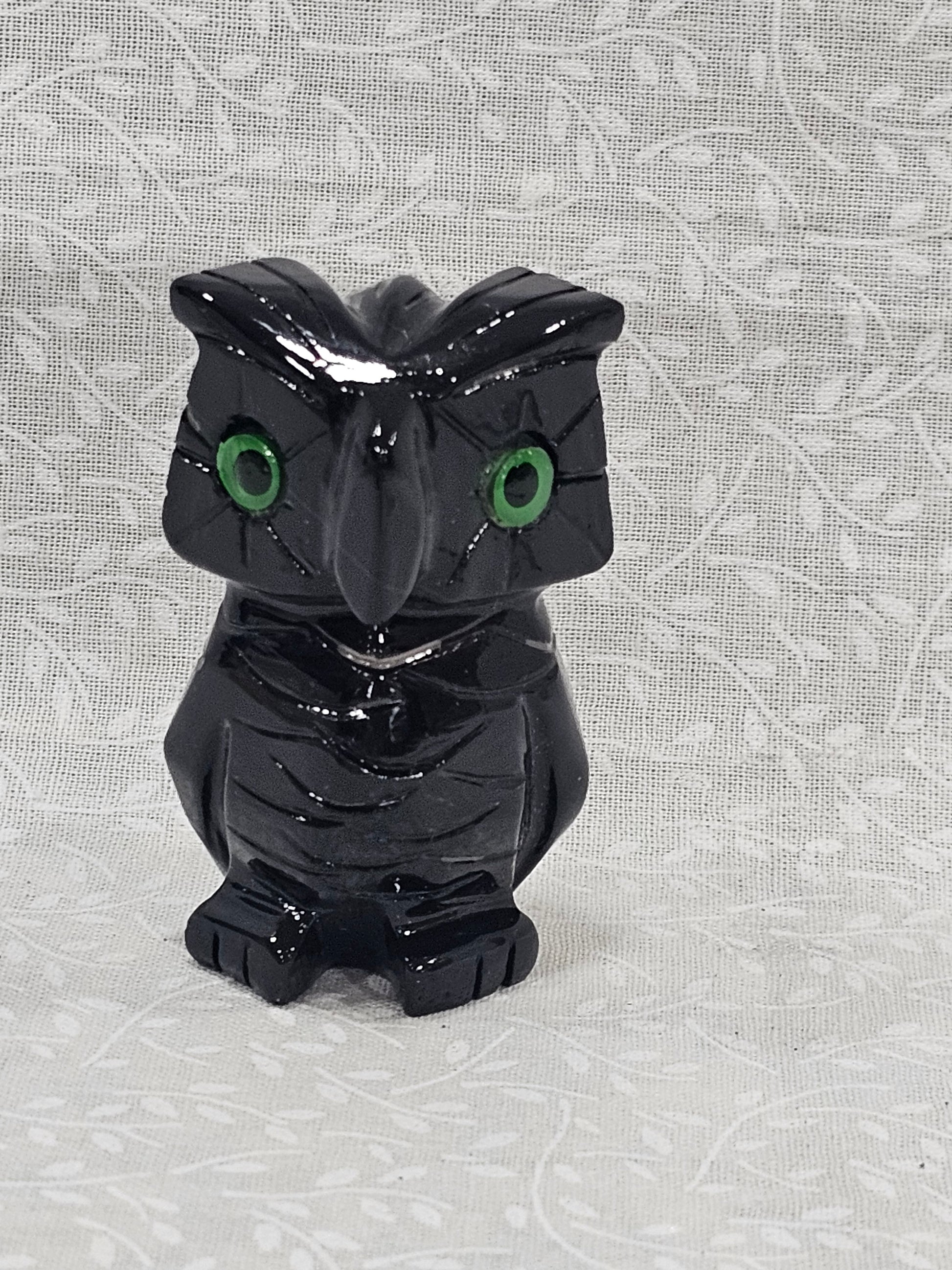 Black Obsidian Crystal Owl