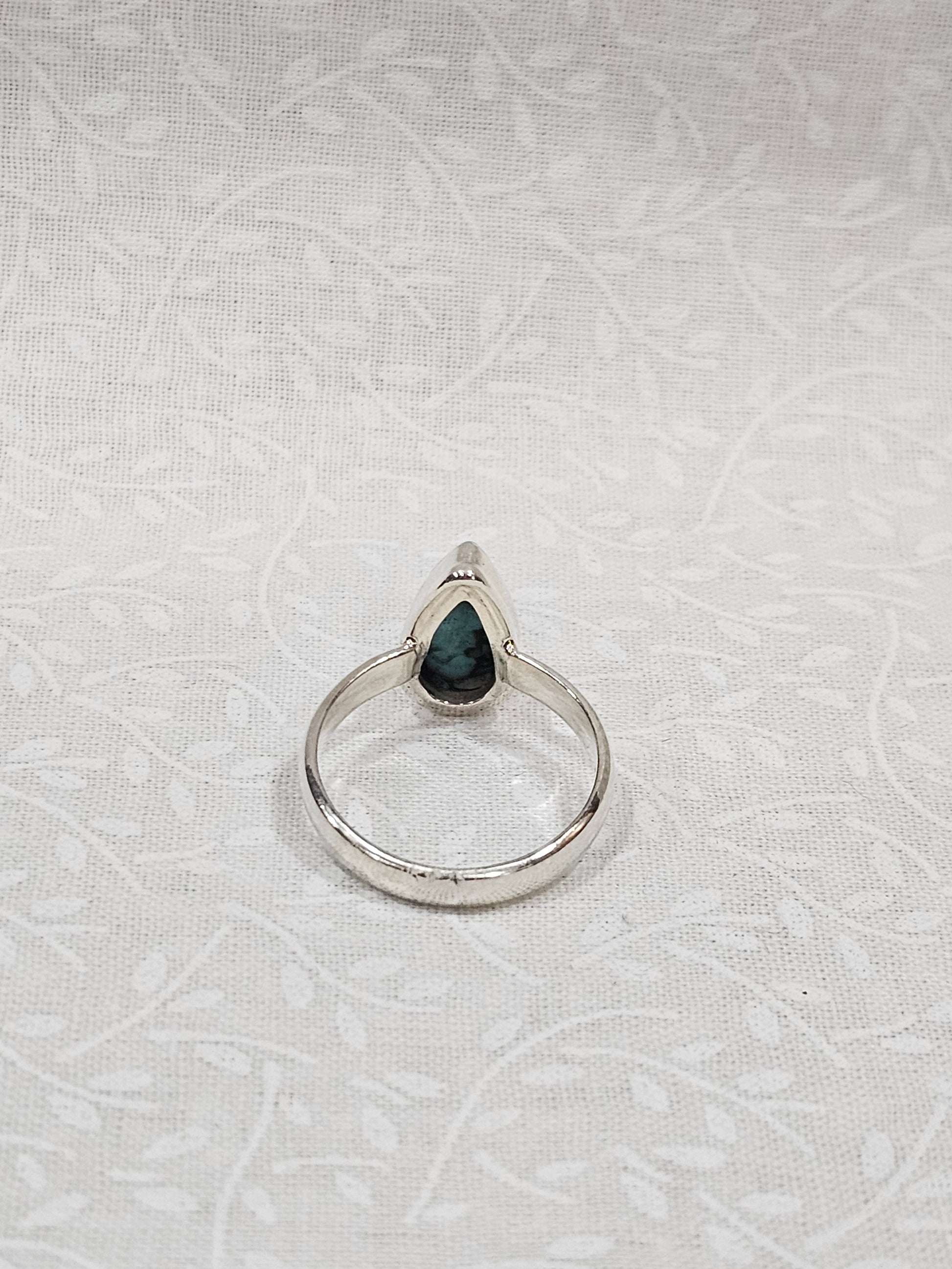 Sterling Silver Emerald Prosperity Ring Abundance Stone - Size 7.5